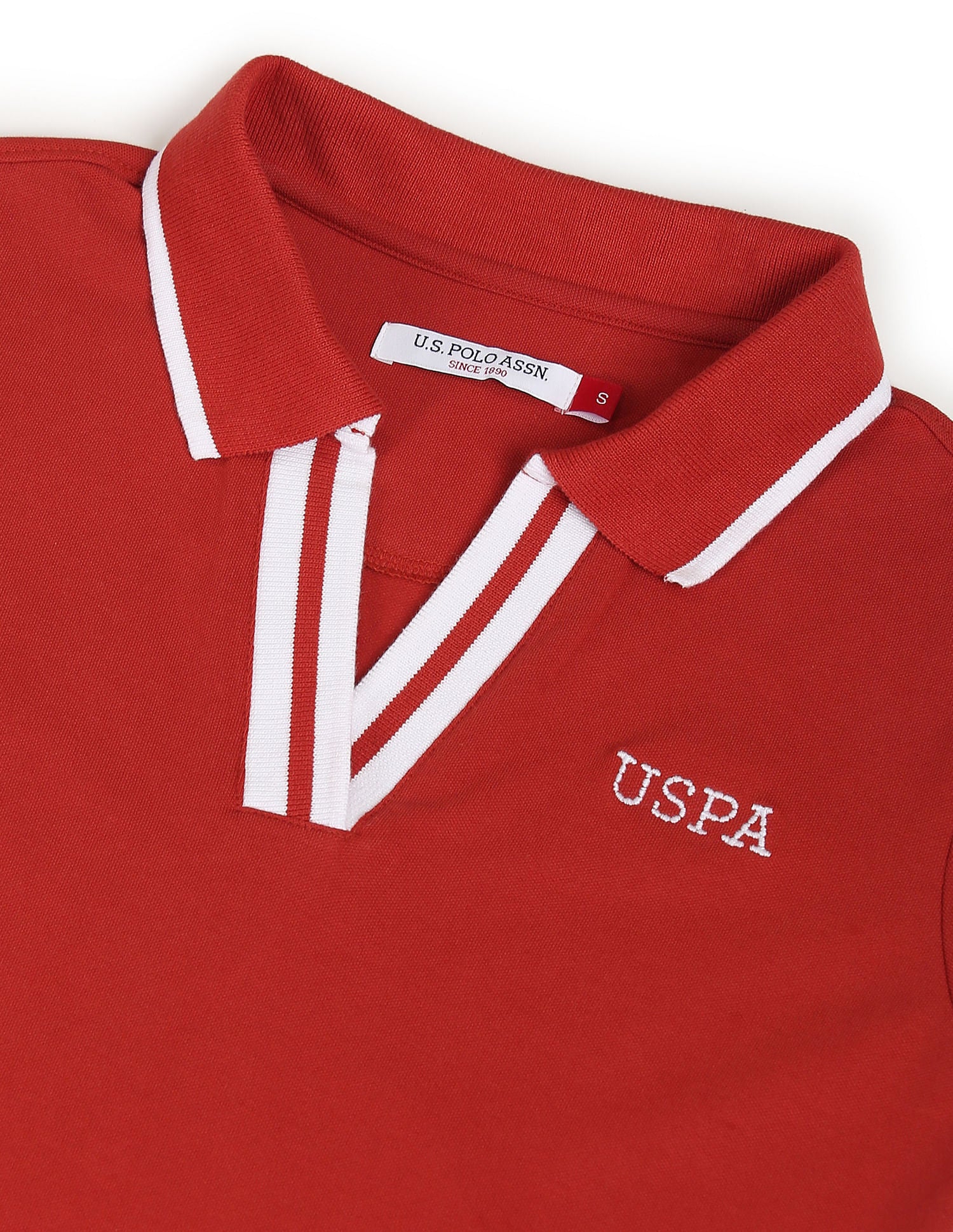 Tipped Collar Pique Polo Shirt Rust - U.S. POLO ASSN. | Large