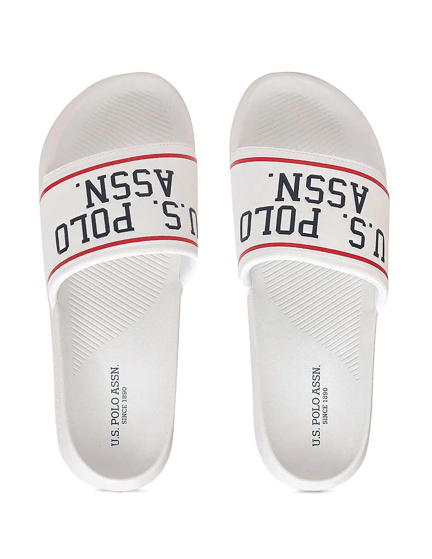 Men Brand Printed Trojan Sliders Off White - U.S. Polo Assn. India | Large