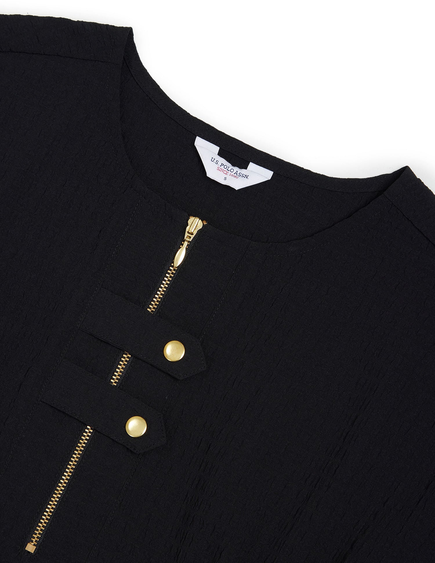 Textured Fit And Flare Midi Dress Black - U.S. POLO ASSN. | Large