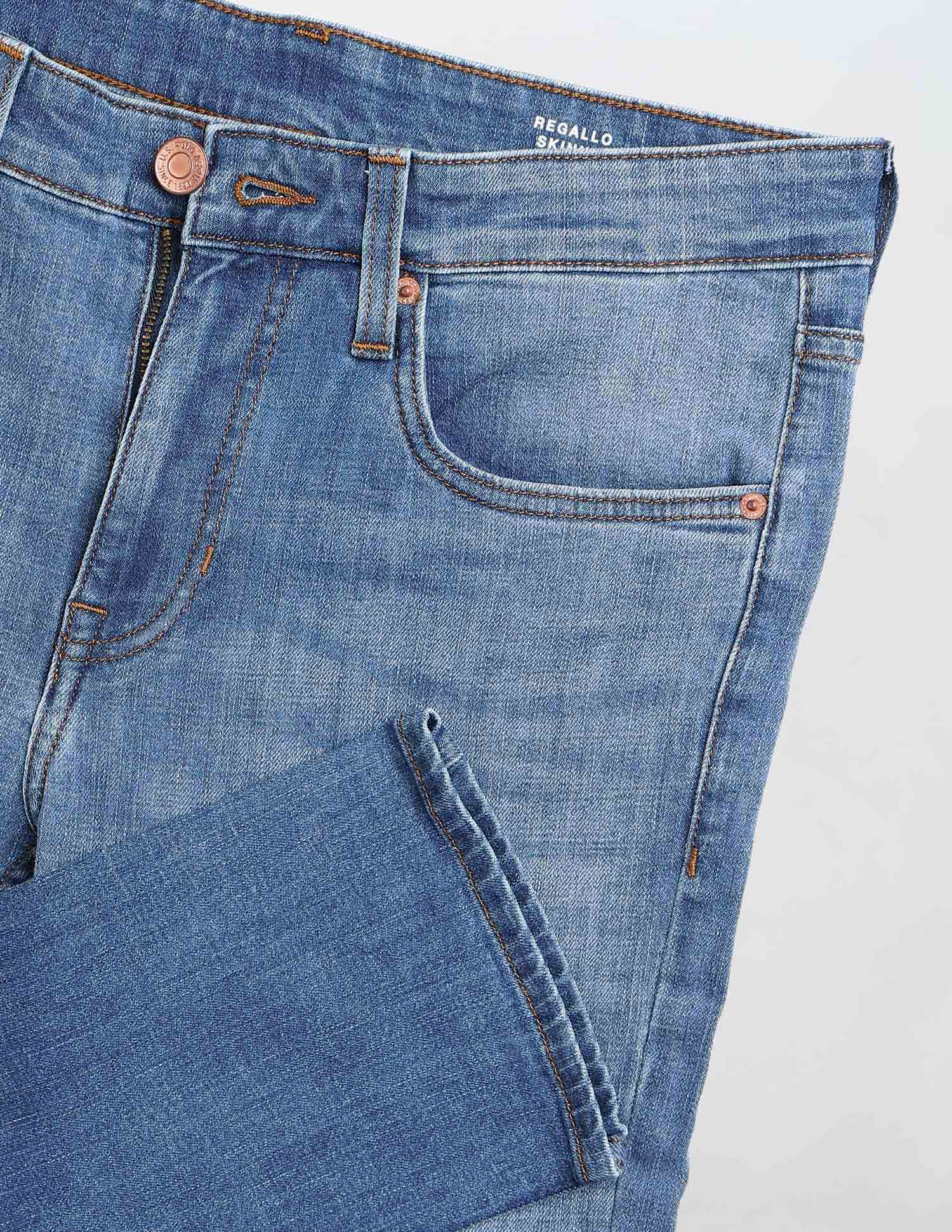 Regallo Skinny Fit Whiskered Jeans Med Blue - U.S. Polo Assn. India | Large