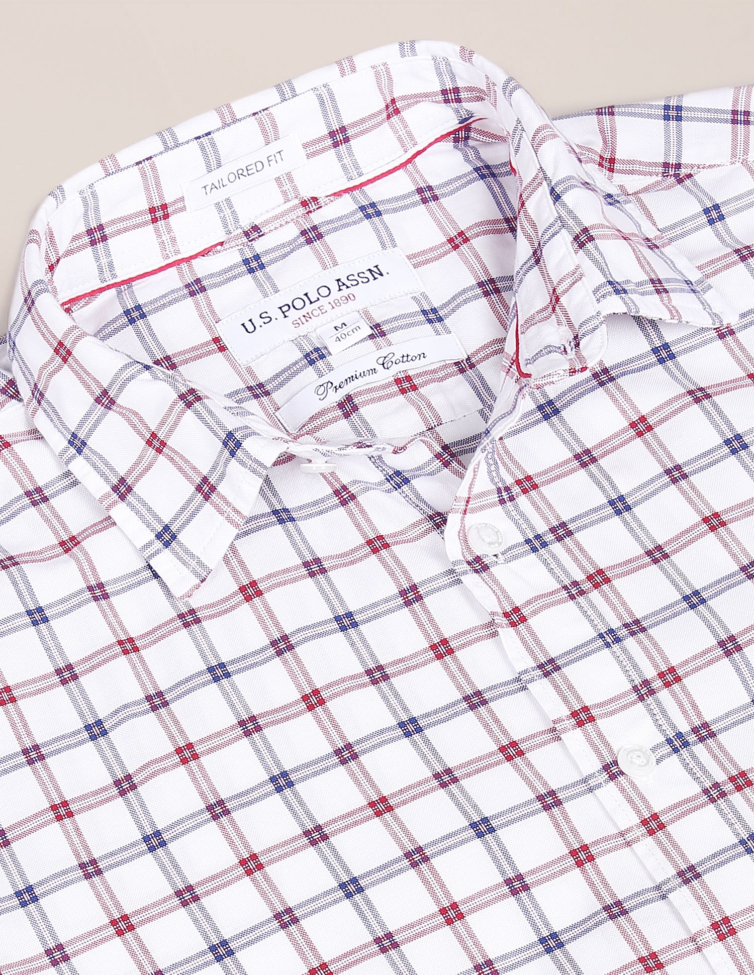 Men White Regular Fit Check Casual Shirt White - U.S. POLO ASSN. | Large