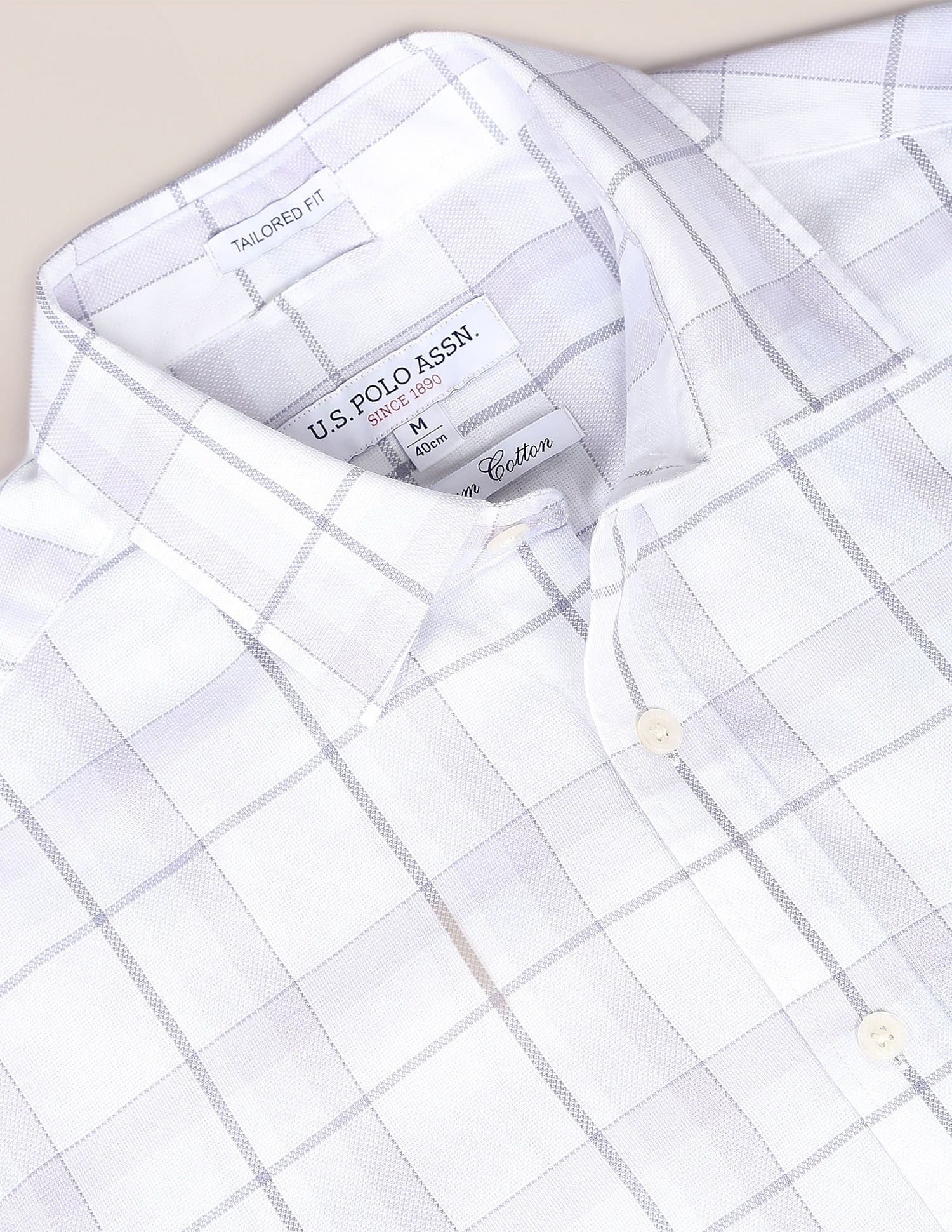 Tartan Check Dobby Shirt White and Grey - U.S. POLO ASSN. | Large