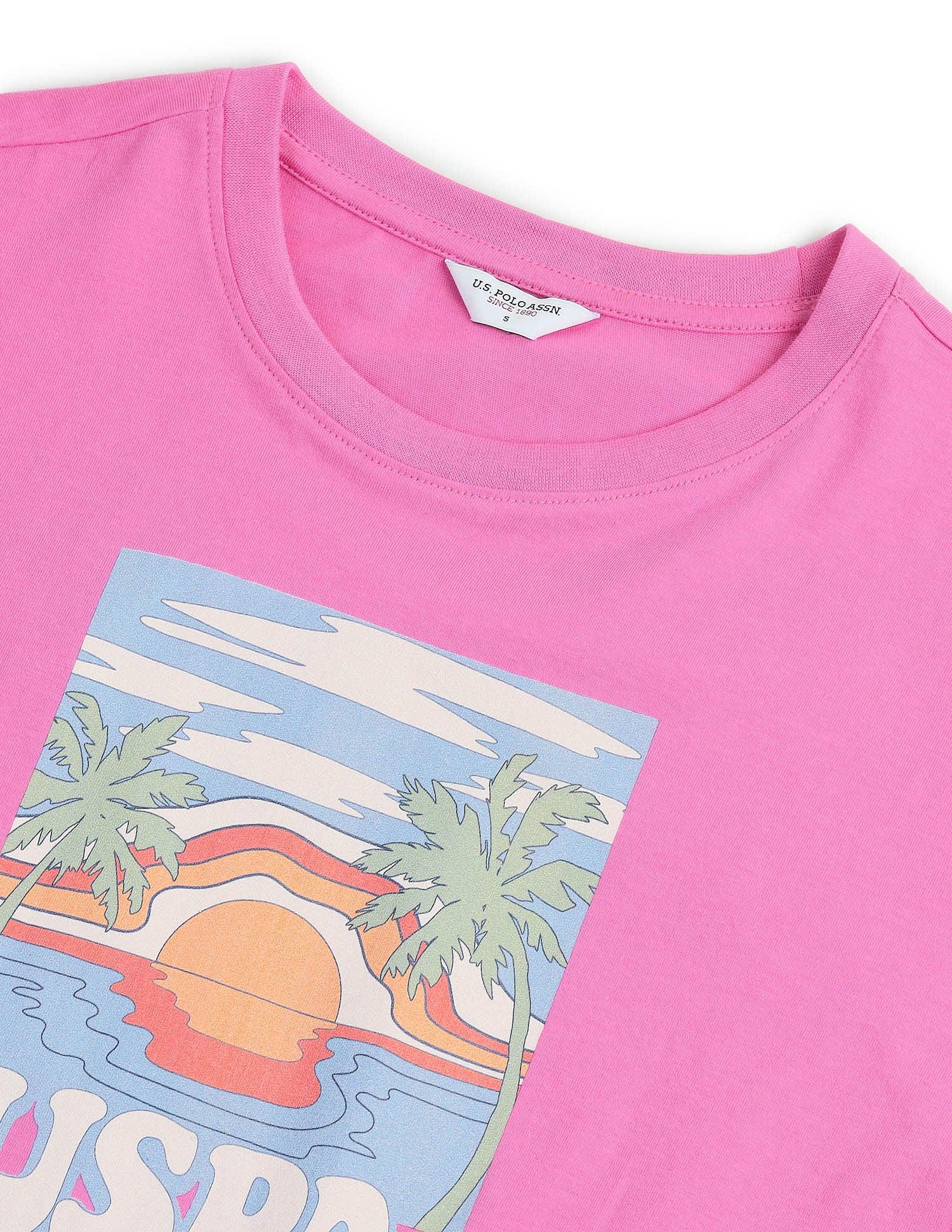 Graphic Print Boyfriend T-Shirt Pink - U.S. POLO ASSN. | Large