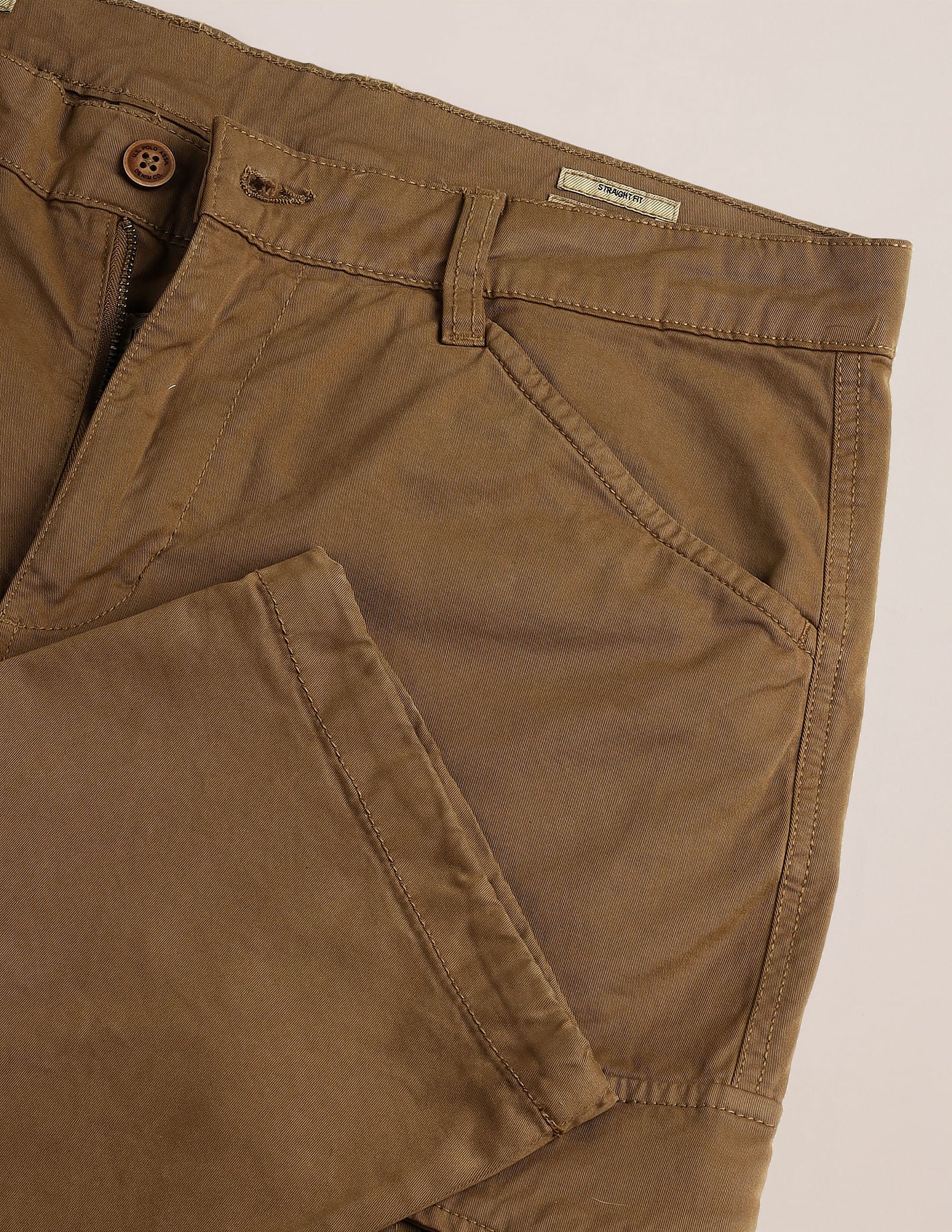 Slim Straight Fit Solid Cargo Pants Khaki - U.S. Polo Assn. India | Large
