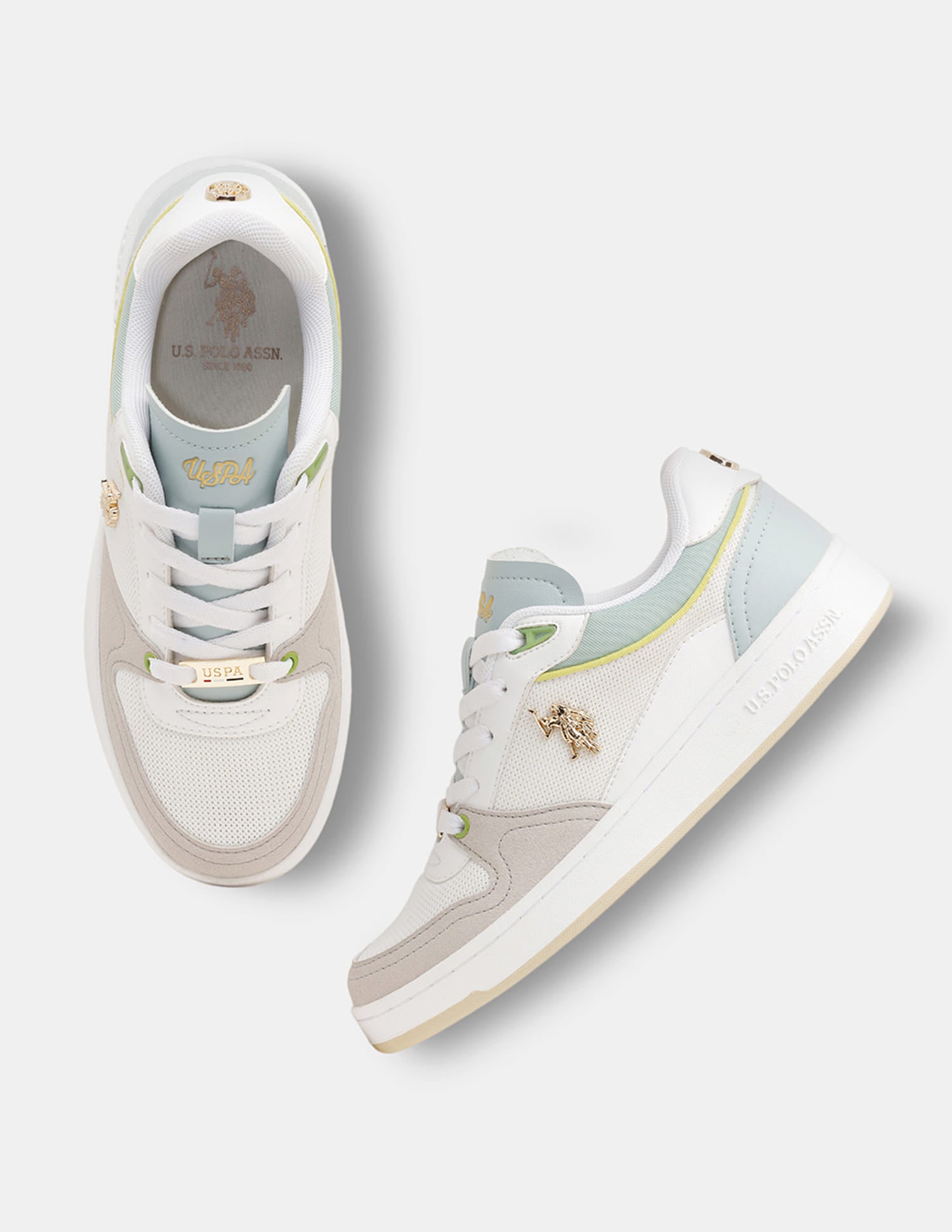 Women Della Round Toe Lace Ups Sneakers Off White - U.S. Polo Assn. India | Large