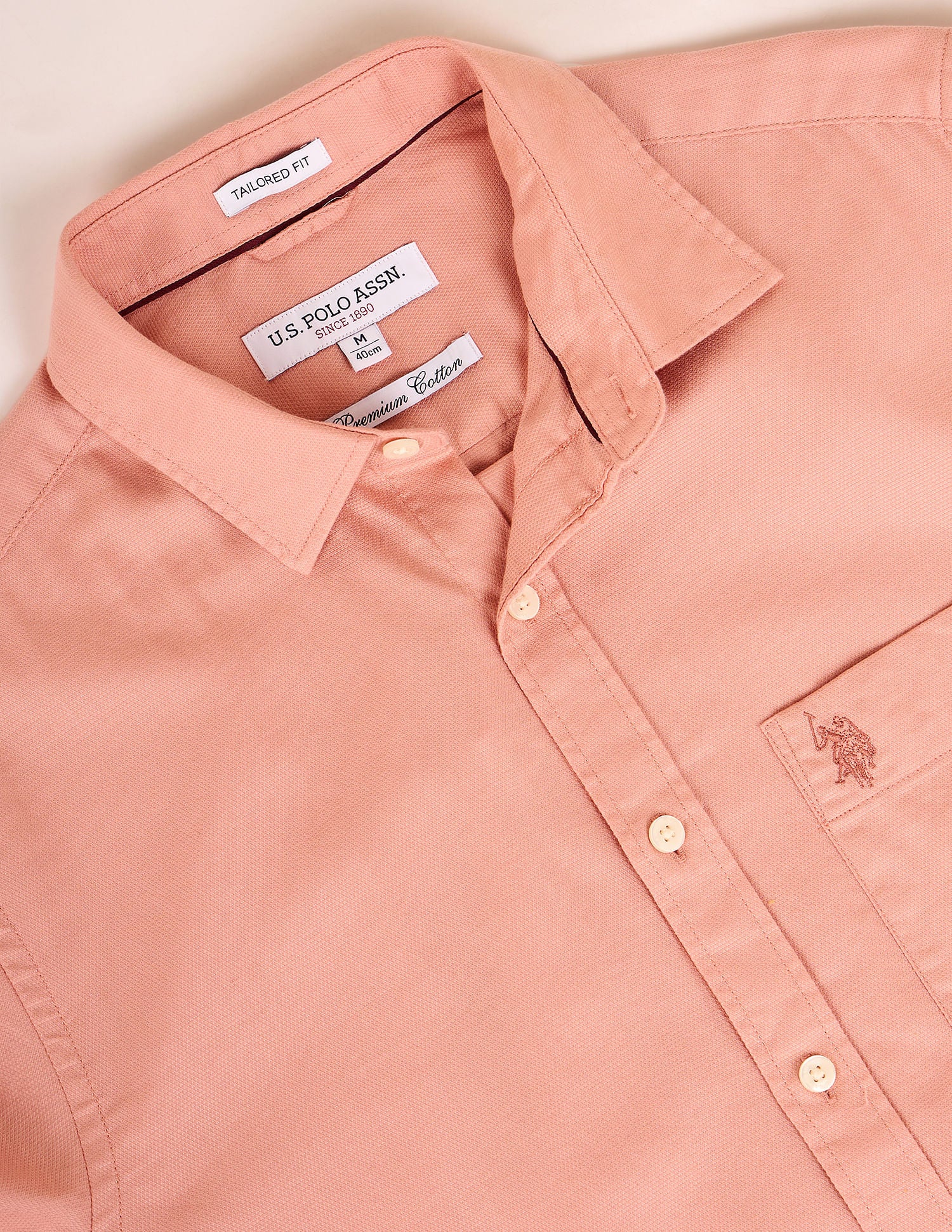 Solid Tailored Fit Shirt Coral - U.S. Polo Assn. India | Large