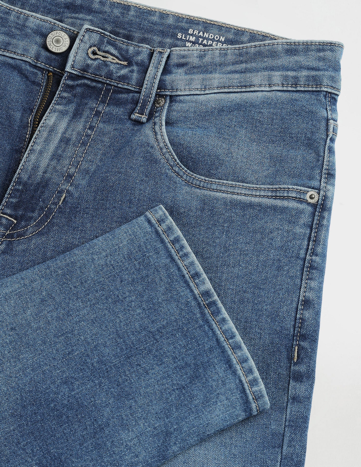 Brandon Slim Tapered Fit Light Wash Jeans Light Blue - U.S. Polo Assn. India | Large