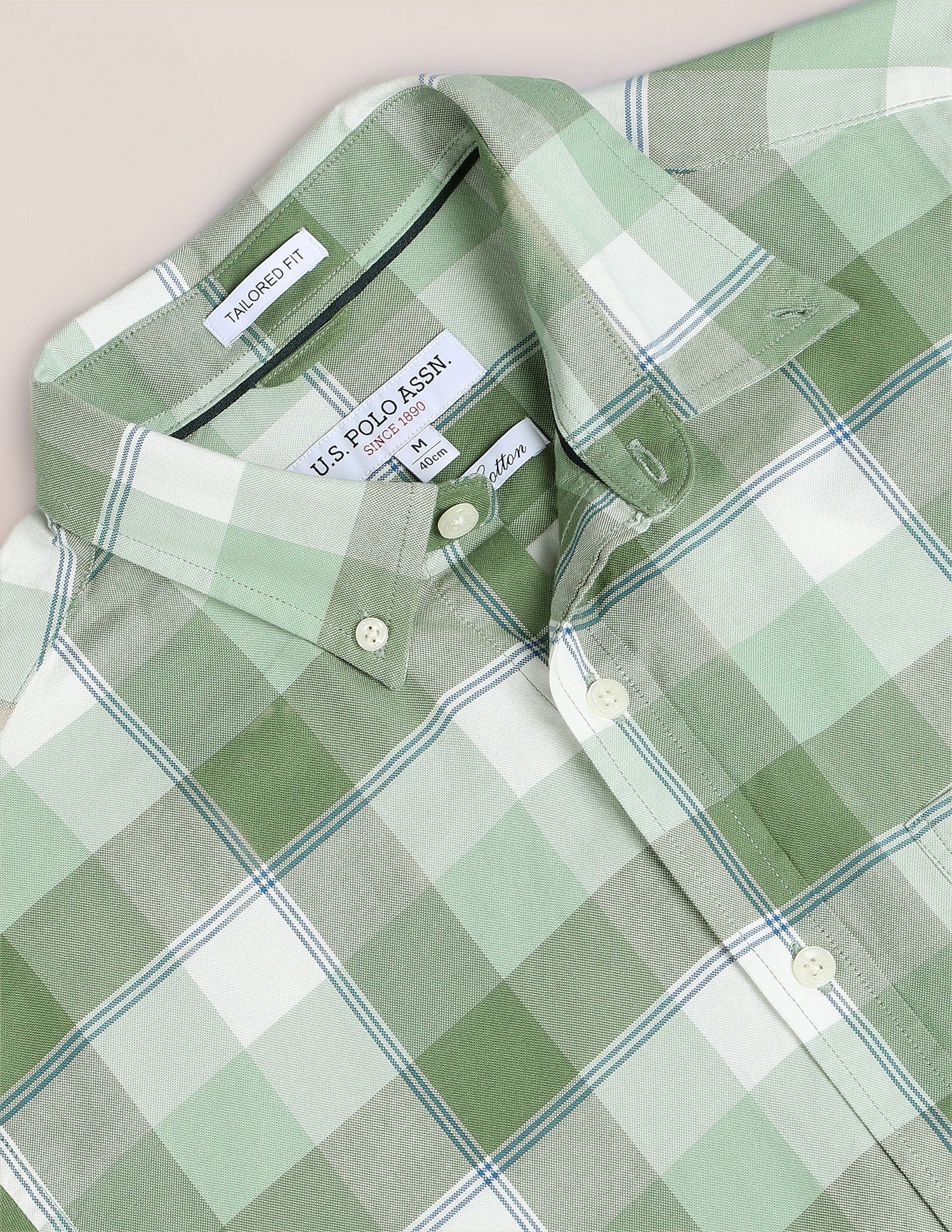 Plaid Check Cotton Shirt Green - U.S. Polo Assn. India | Large