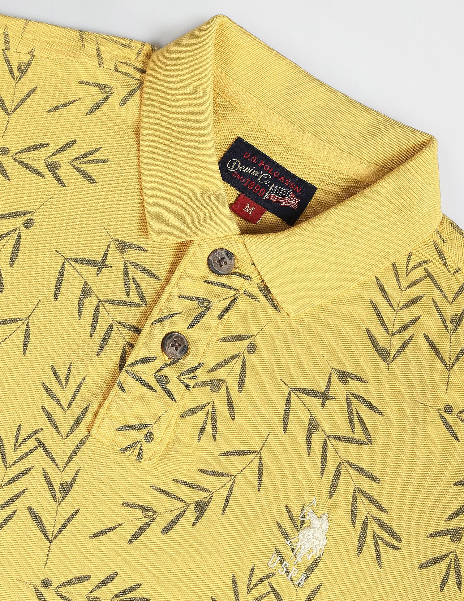 Slim Fit Floral Print Polo Shirt Mustard - U.S. POLO ASSN. | Large