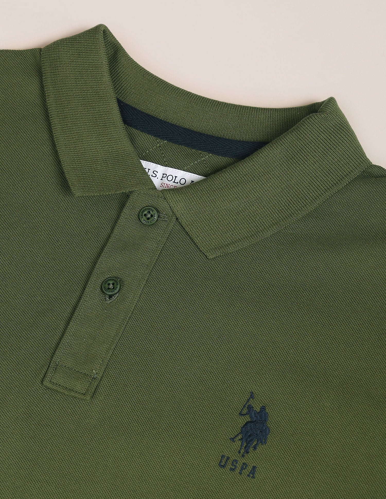 Solid Slim Fit Polo Shirt Olive - U.S. POLO ASSN. | Large