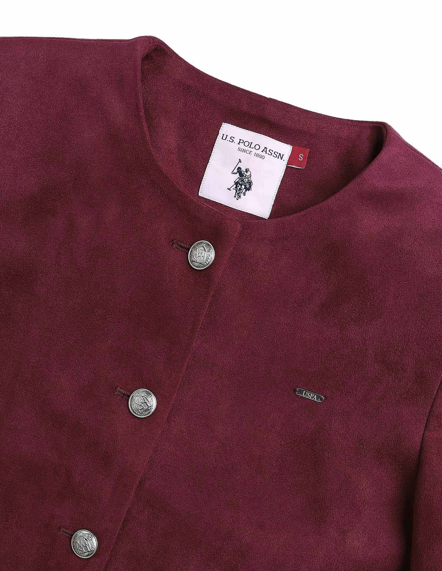 Solid Regular Fit Round Neck Jacket Purple - U.S. POLO ASSN. | Large