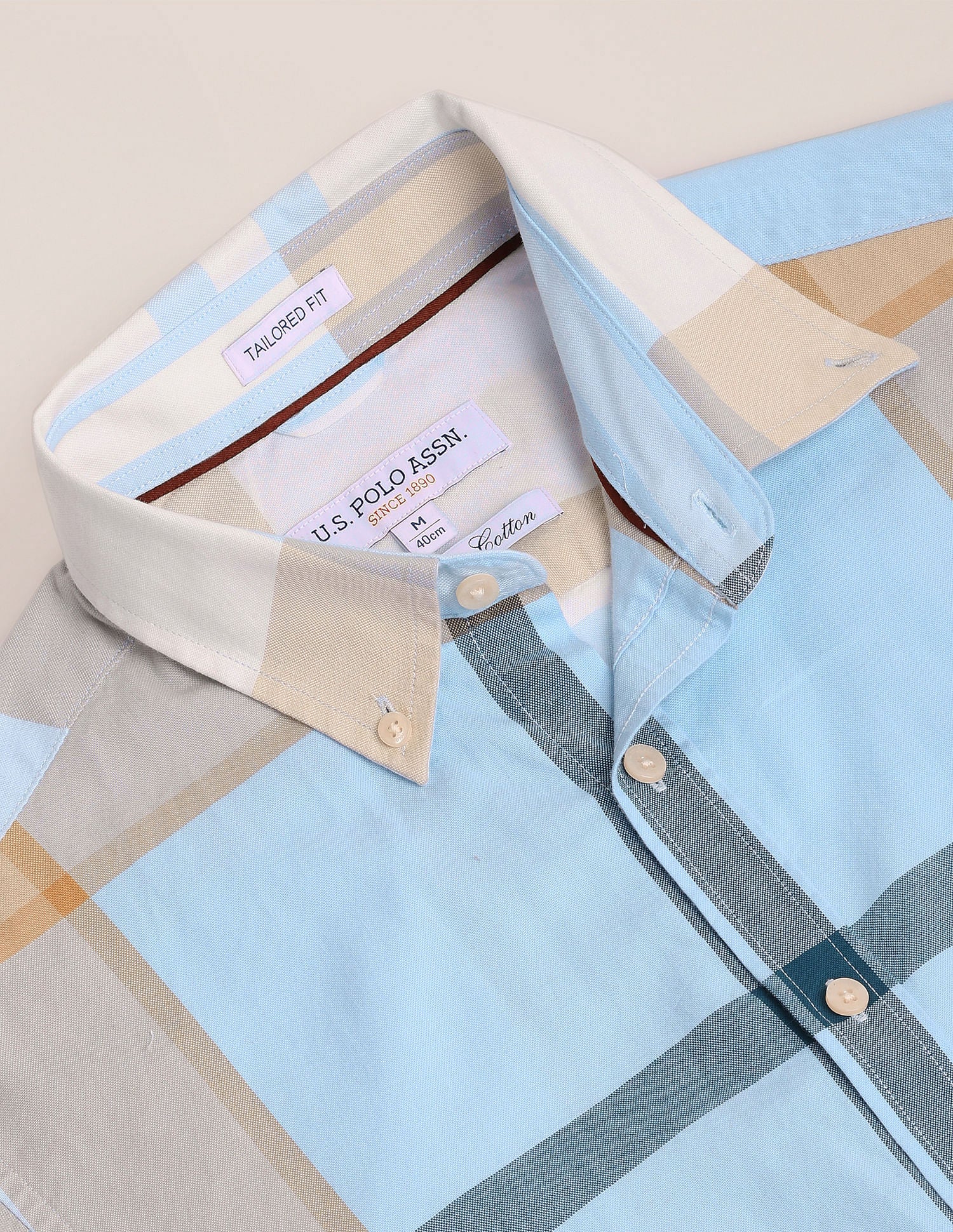 Plaid Check Pinpoint Oxford Shirt Blue - U.S. Polo Assn. India | Large
