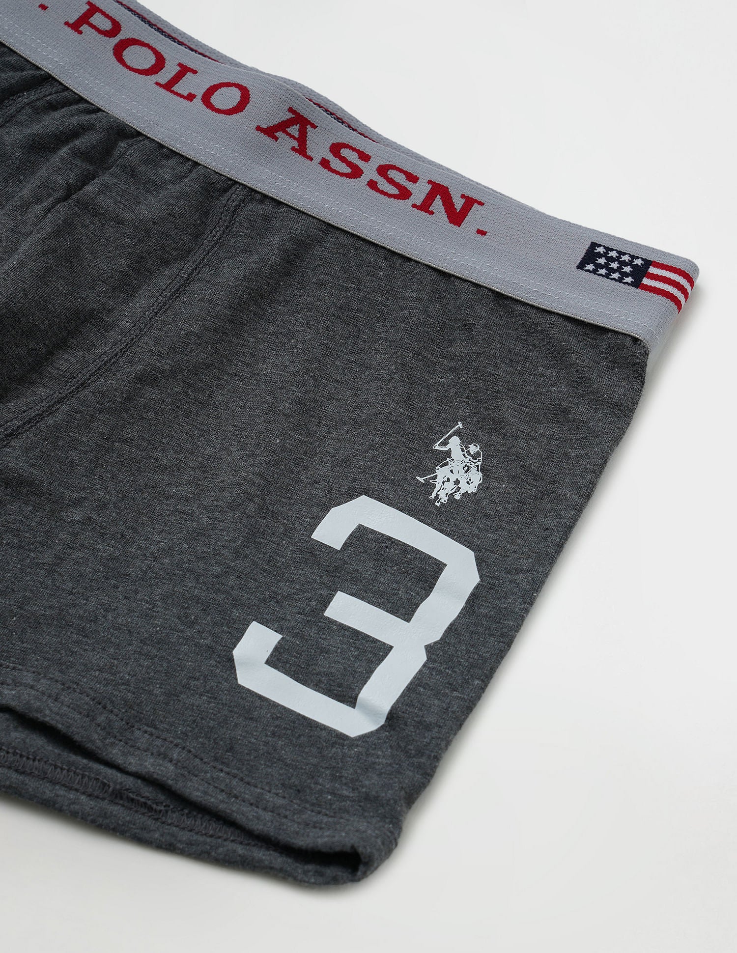 Numeric Print Cotton Spandex I015 Trunks - Pack Of 1 Charcoal - U.S. POLO ASSN. | Large