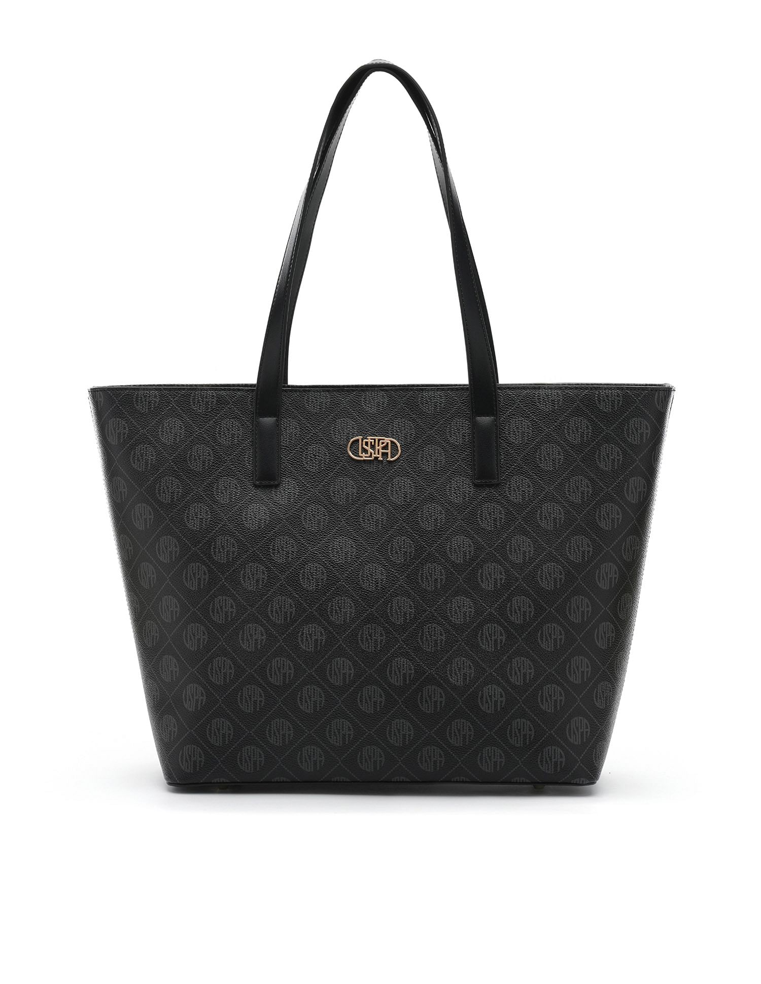 Isla Monogram Tote Handbag Black - U.S. Polo Assn. India | Large