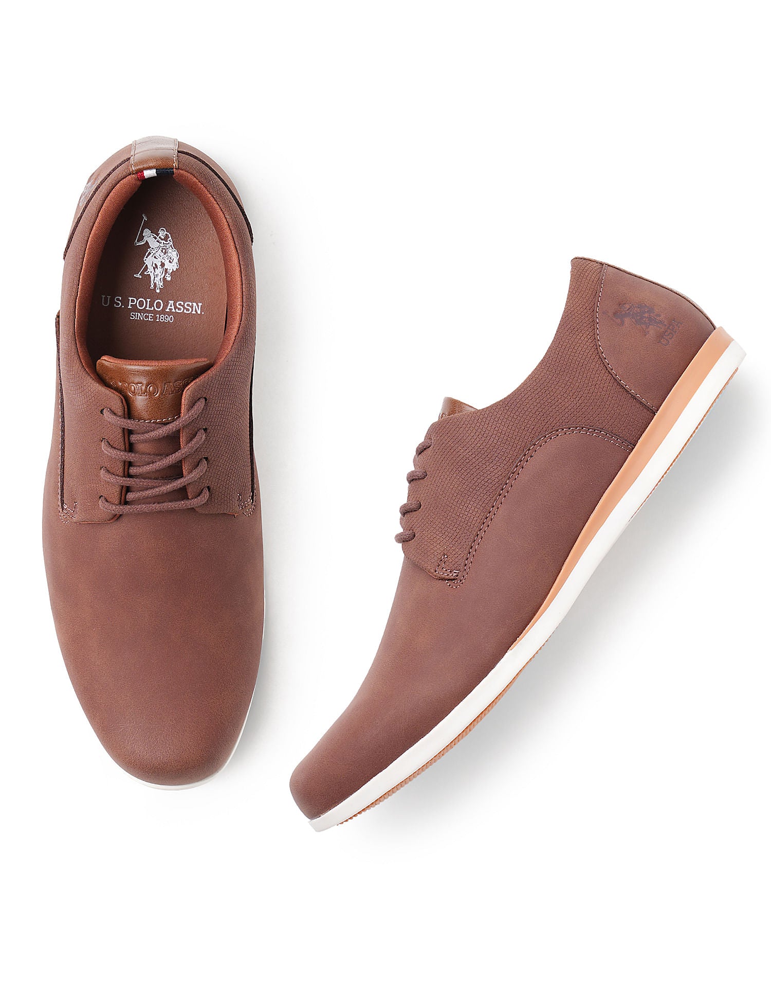 Men Clest Brown Work Casuals Lace Up Shoes Brown - U.S. POLO ASSN. | Large