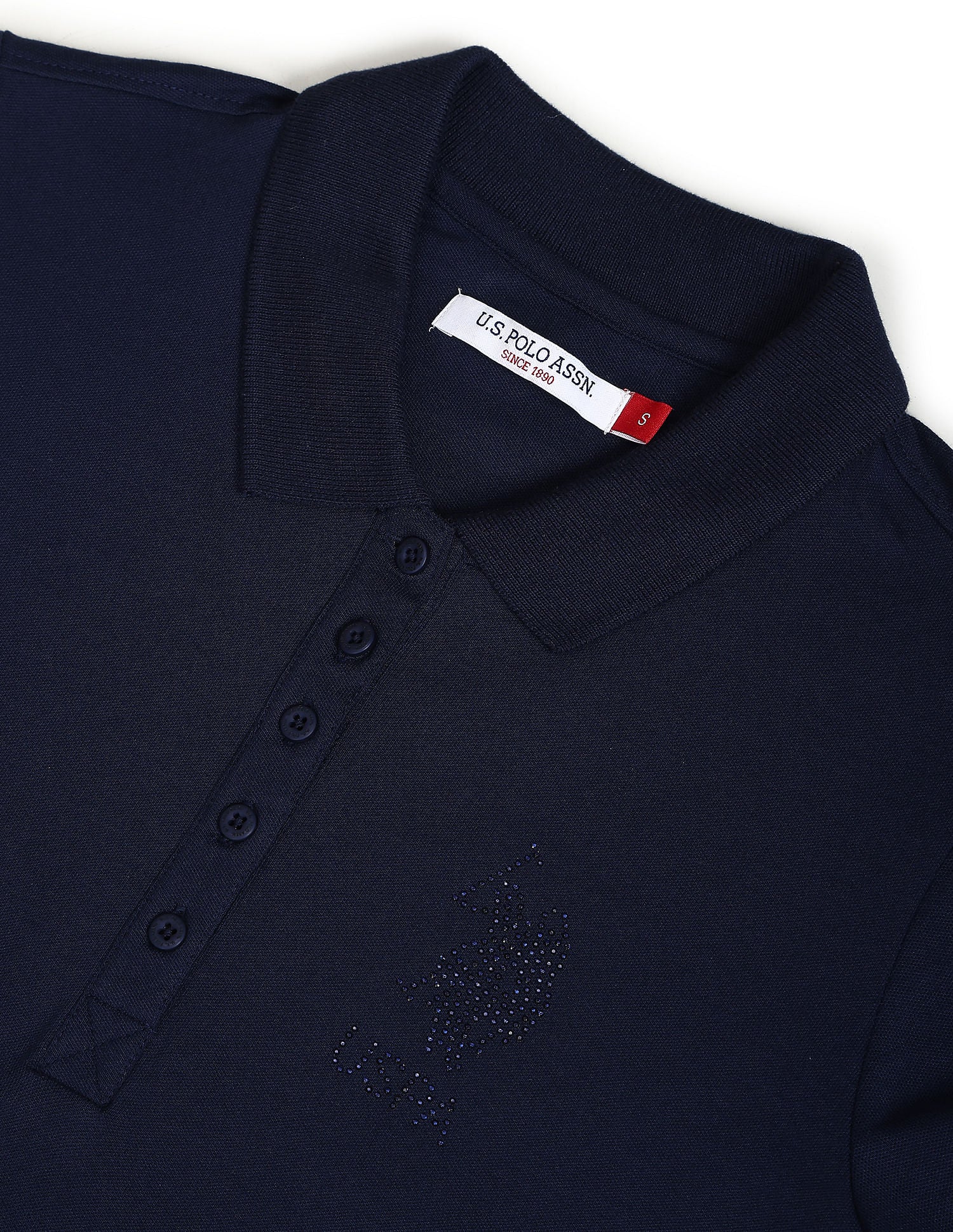 Sequin Logo Slim Polo Shirt Navy - U.S. POLO ASSN. | Large