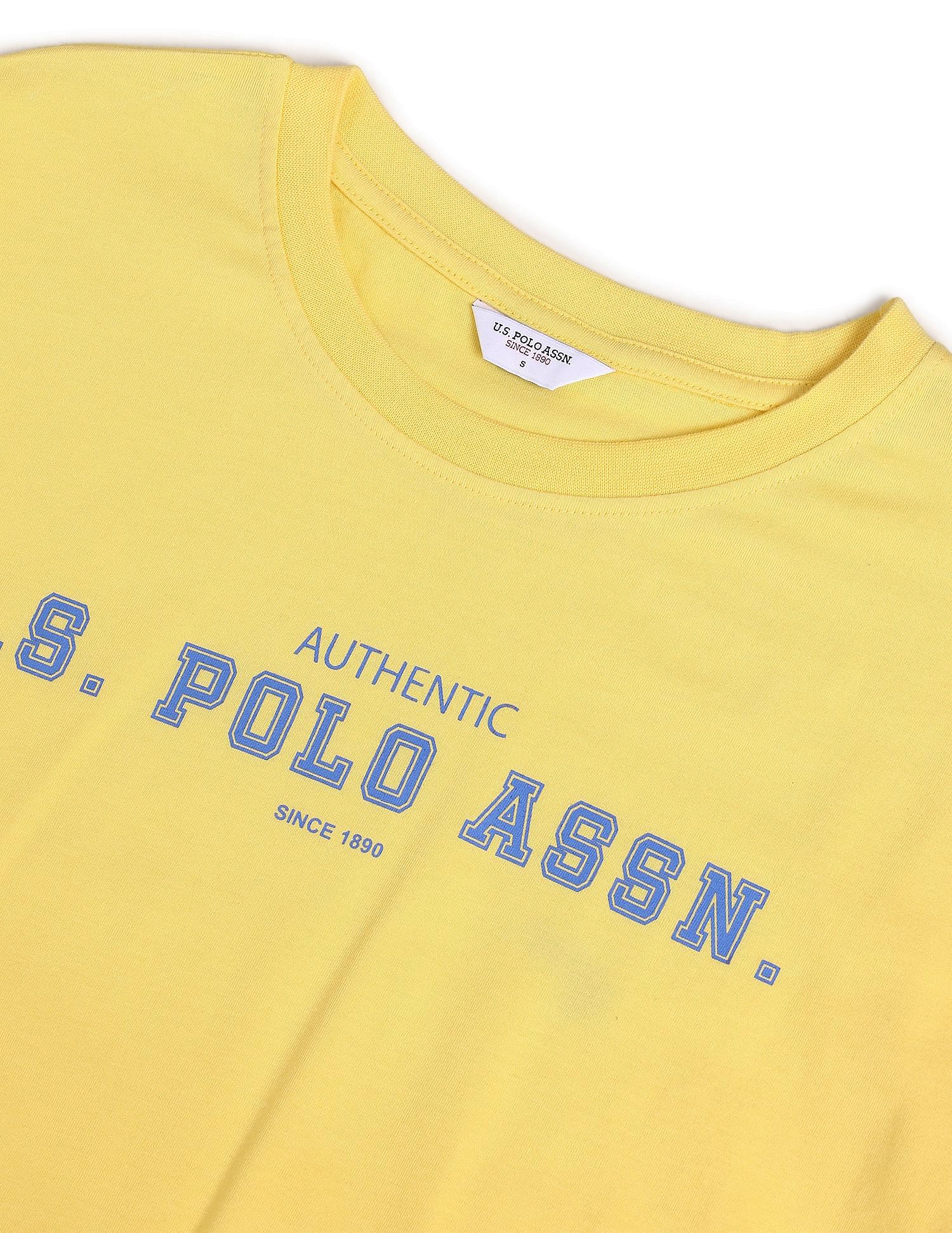 Crew Neck Typography Print T-Shirt Yellow - U.S. POLO ASSN. | Large