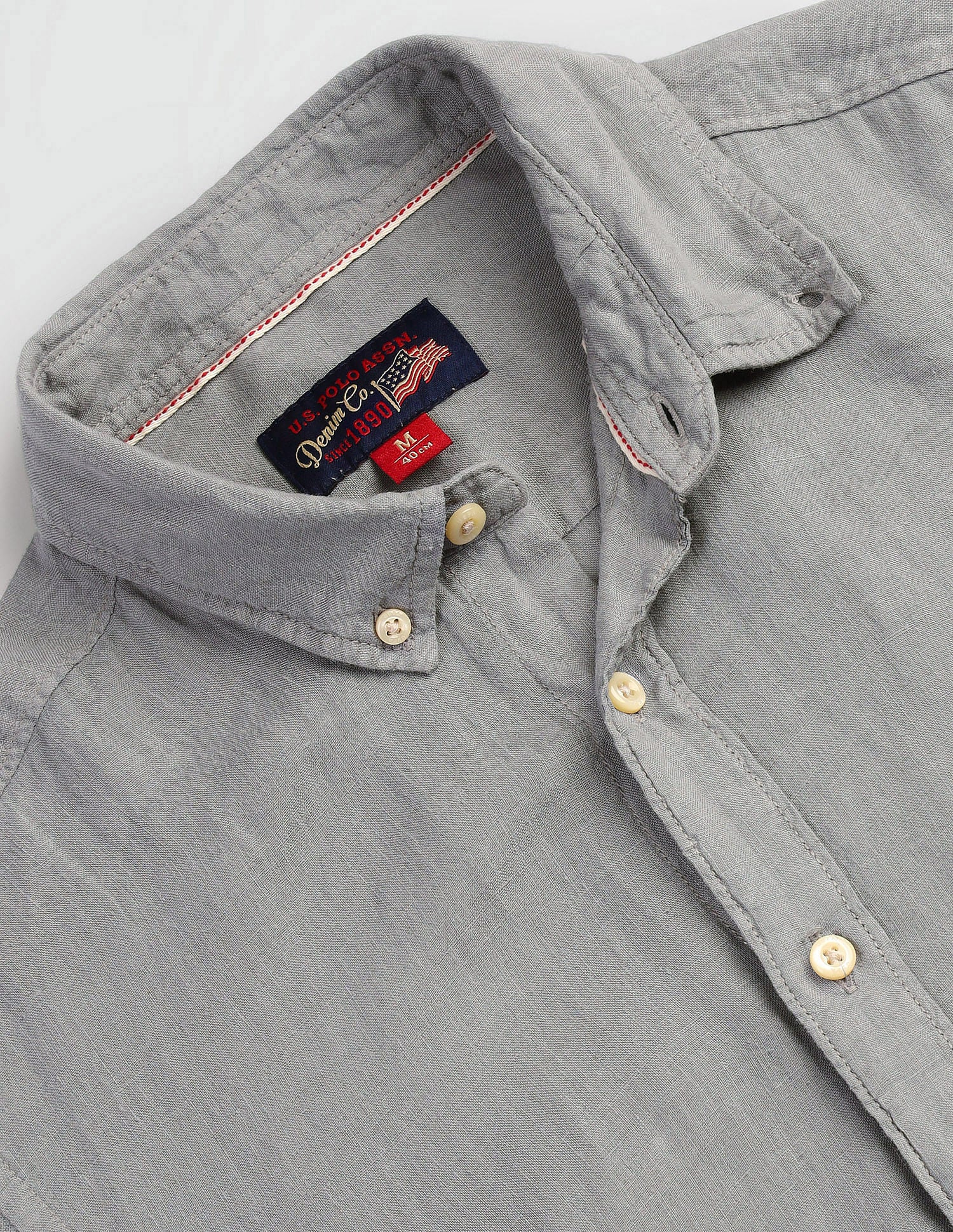 Slim Fit Solid Shirt Light Grey - U.S. Polo Assn. India | Large