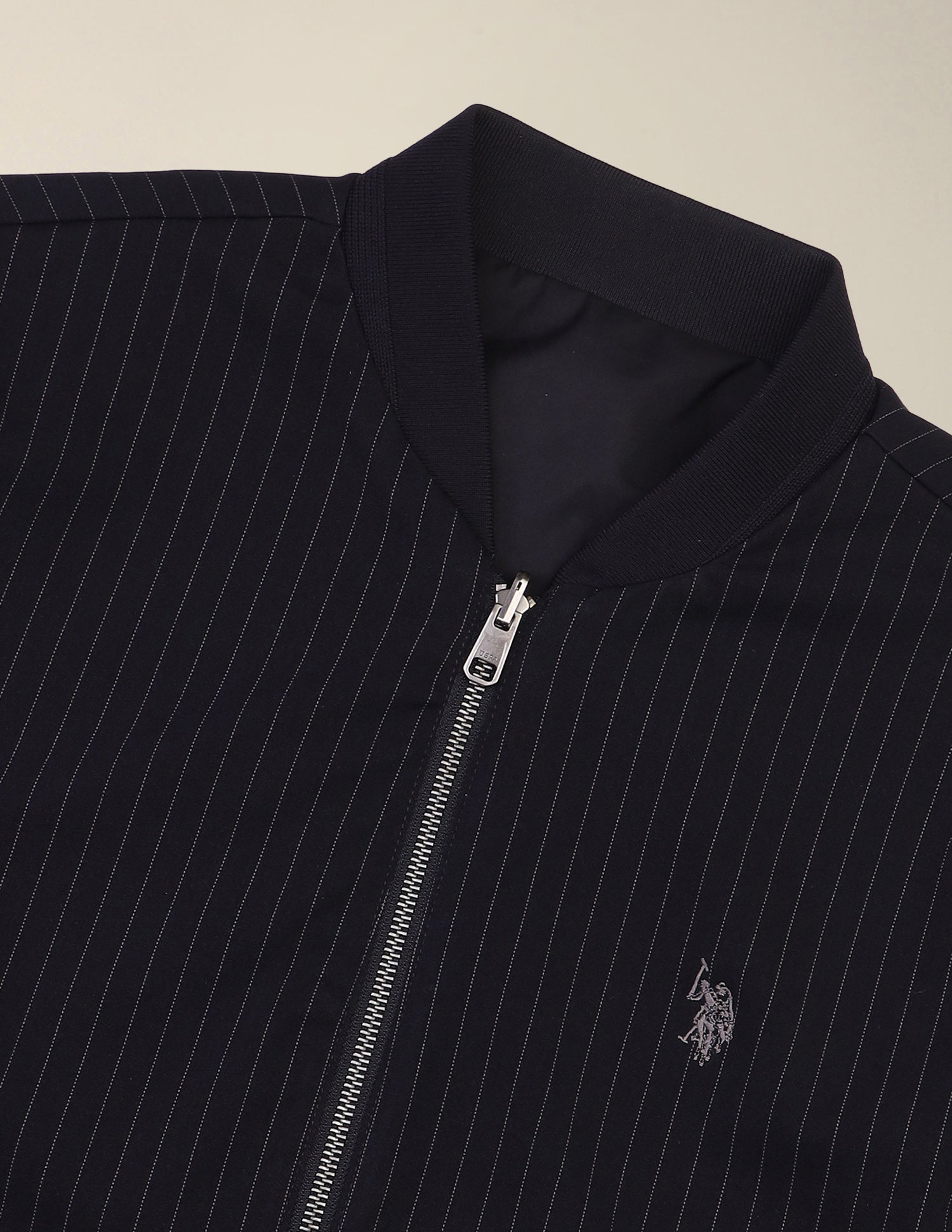 Vertical Striped Regular Fit Bomber Jacket Navy - U.S. Polo Assn. India | Large