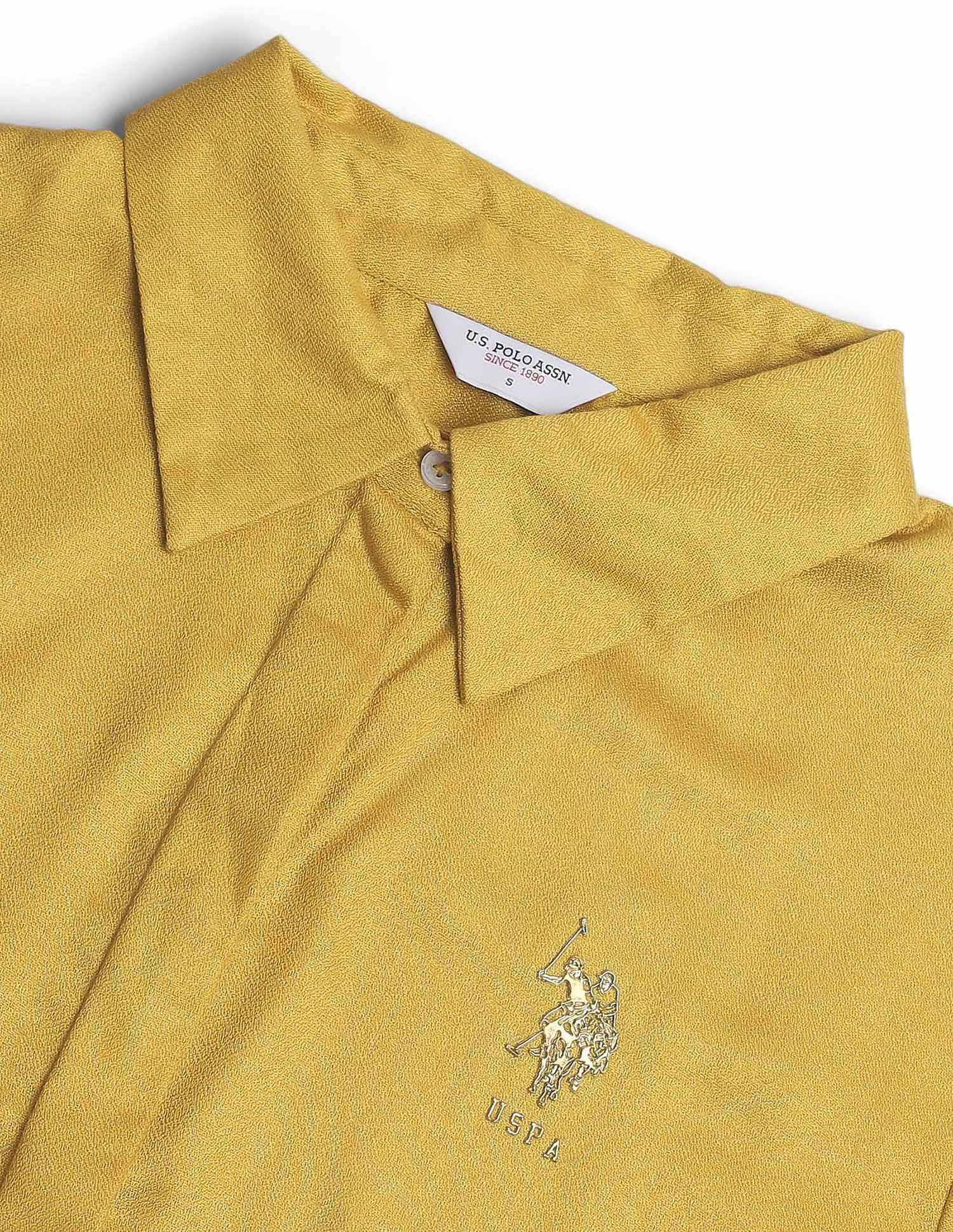 Metallic Logo Solid Shirt Yellow - U.S. POLO ASSN. | Large
