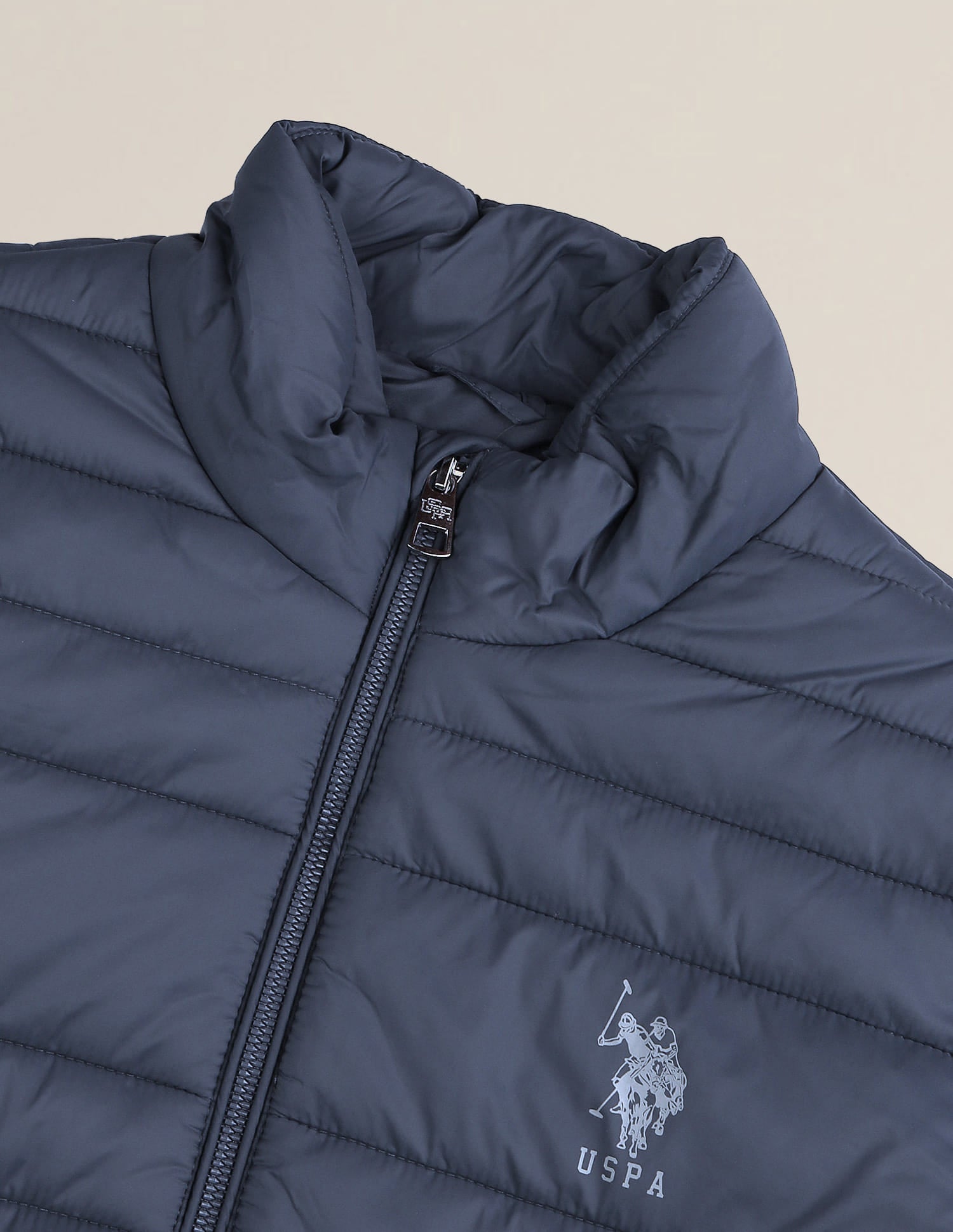Regular Fit Solid Padded Jacket Blue - U.S. Polo Assn. India | Large