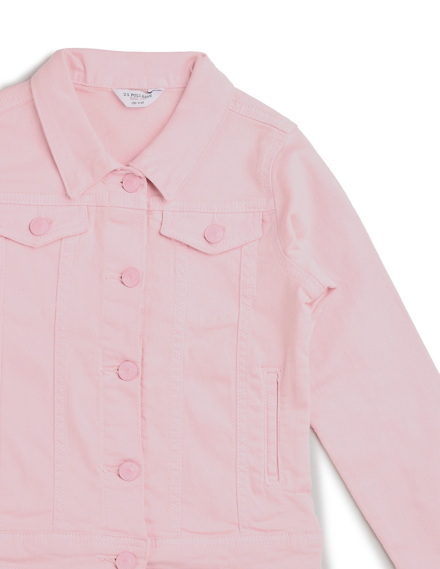 Girls Solid Twill Denim Jacket Light Pink - U.S. POLO ASSN. | Large