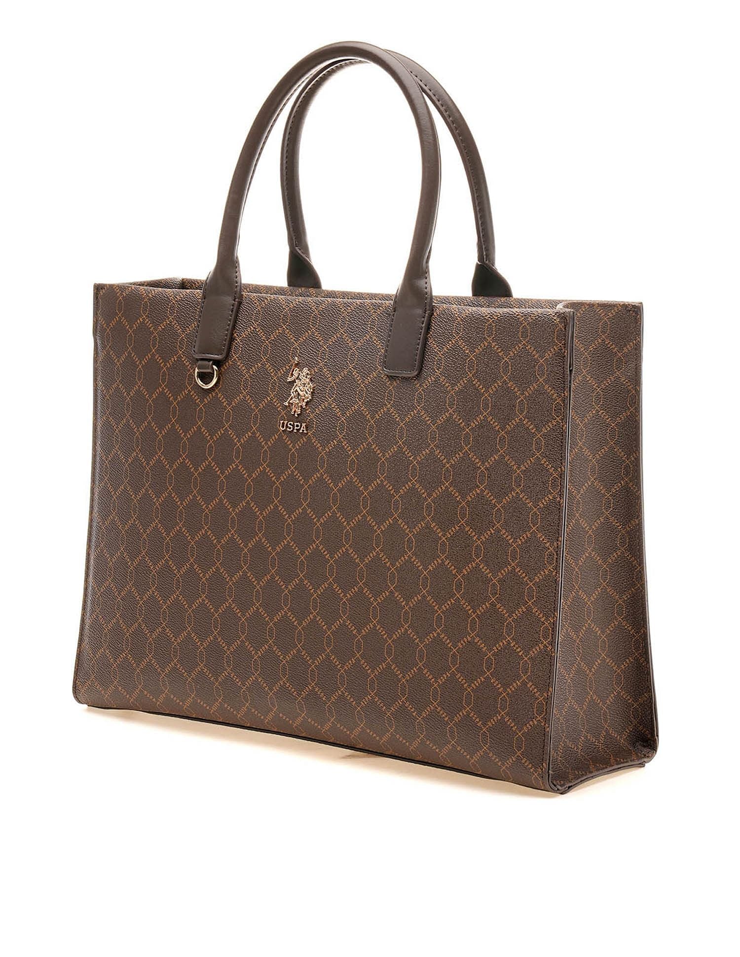 Madison Monogram Tote Bag Brown - U.S. POLO ASSN. | Large