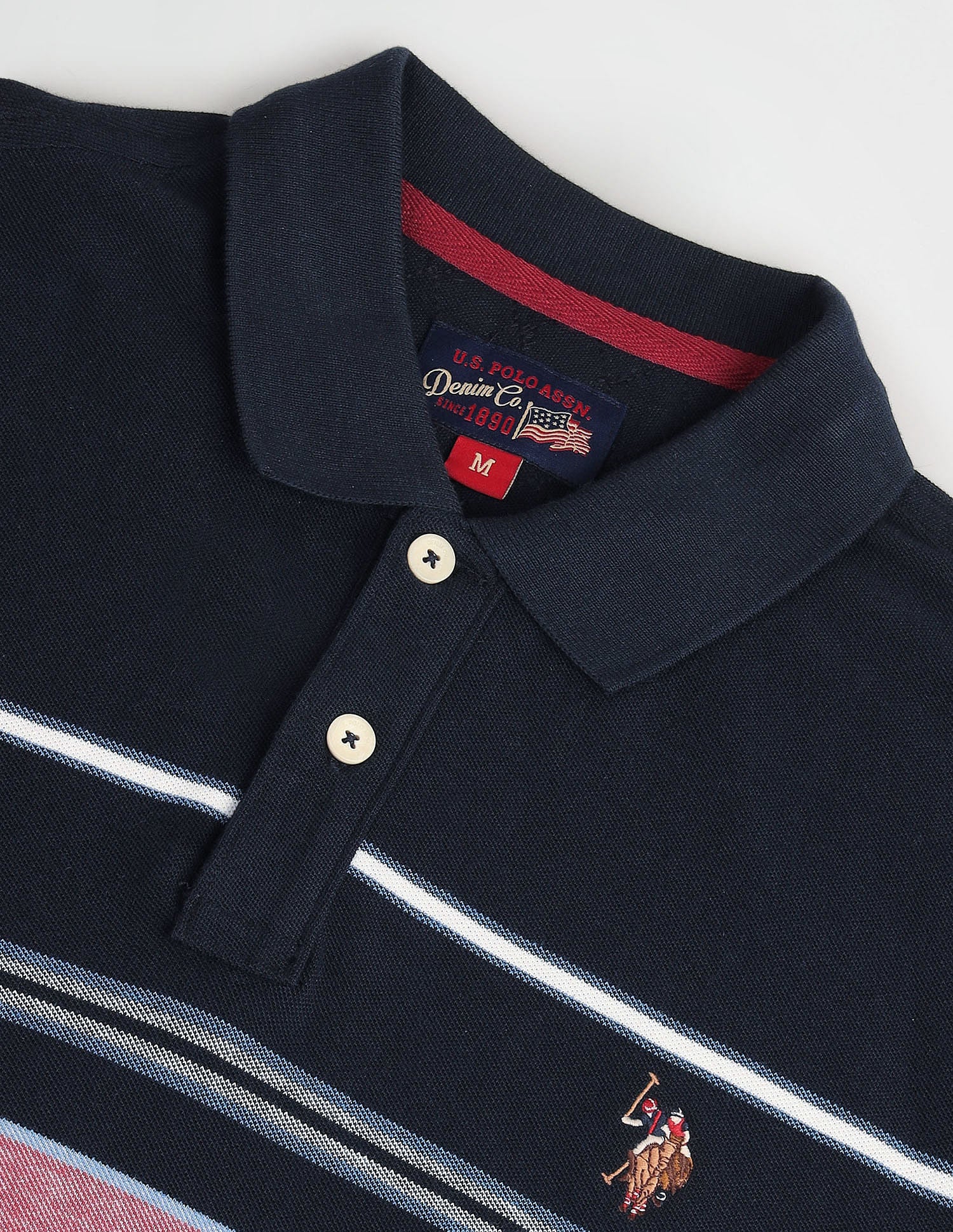 Horizontal Stripe Yarn Dyed Polo Shirt Navy - U.S. Polo Assn. India | Large
