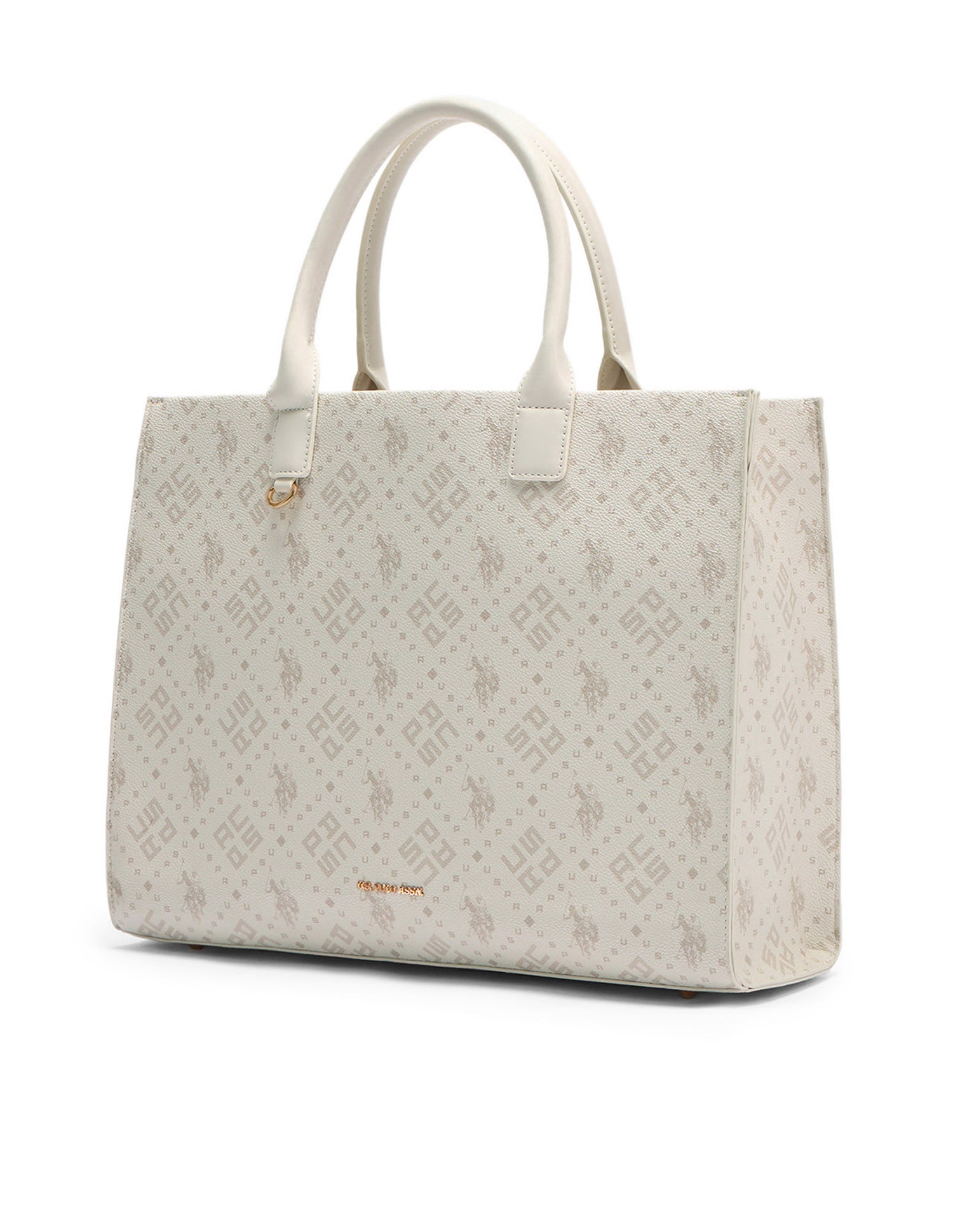 Carmella Brand Printed Tote Bag Off White - U.S. Polo Assn. India | Large