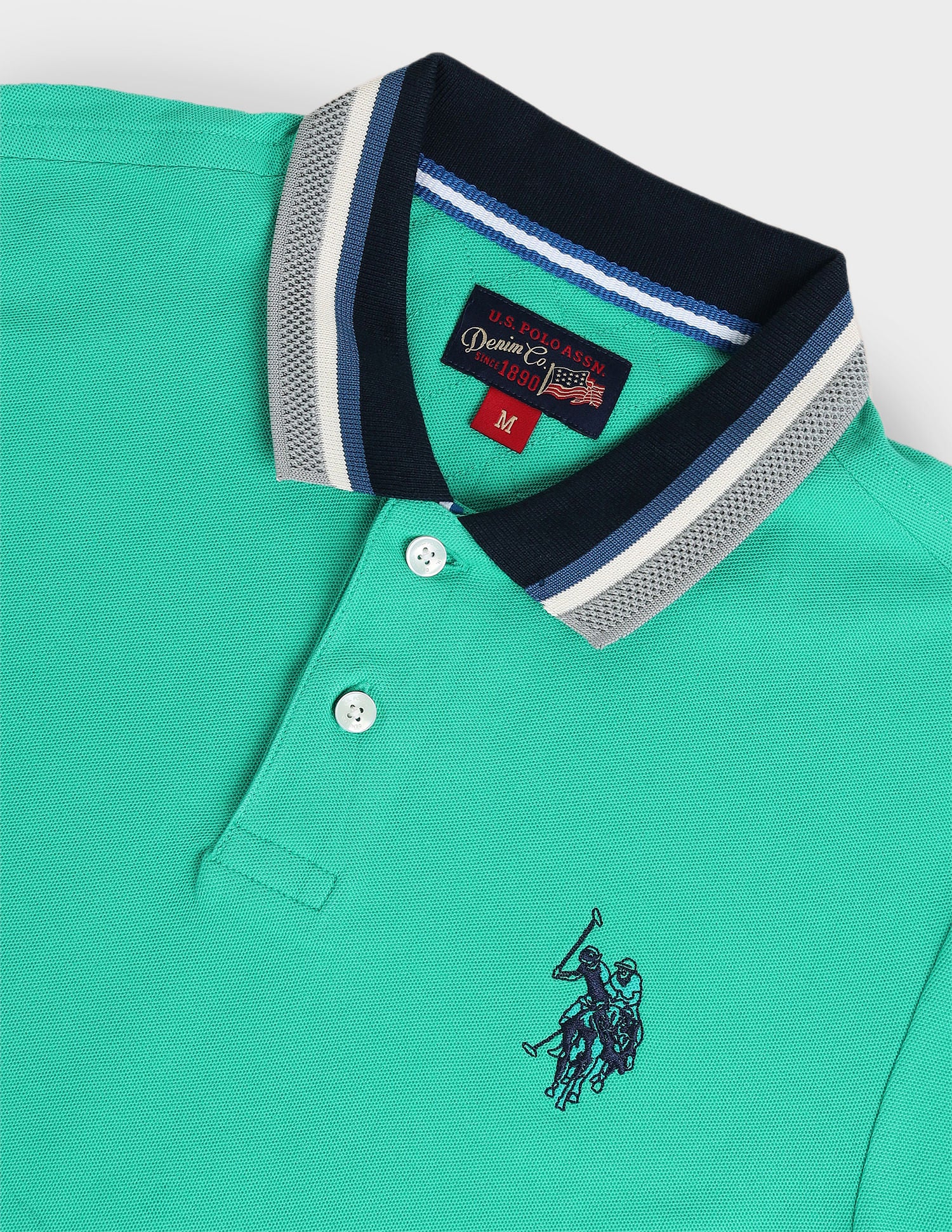 Muscle Fit Solid Polo Shirt Green - U.S. Polo Assn. India | Large