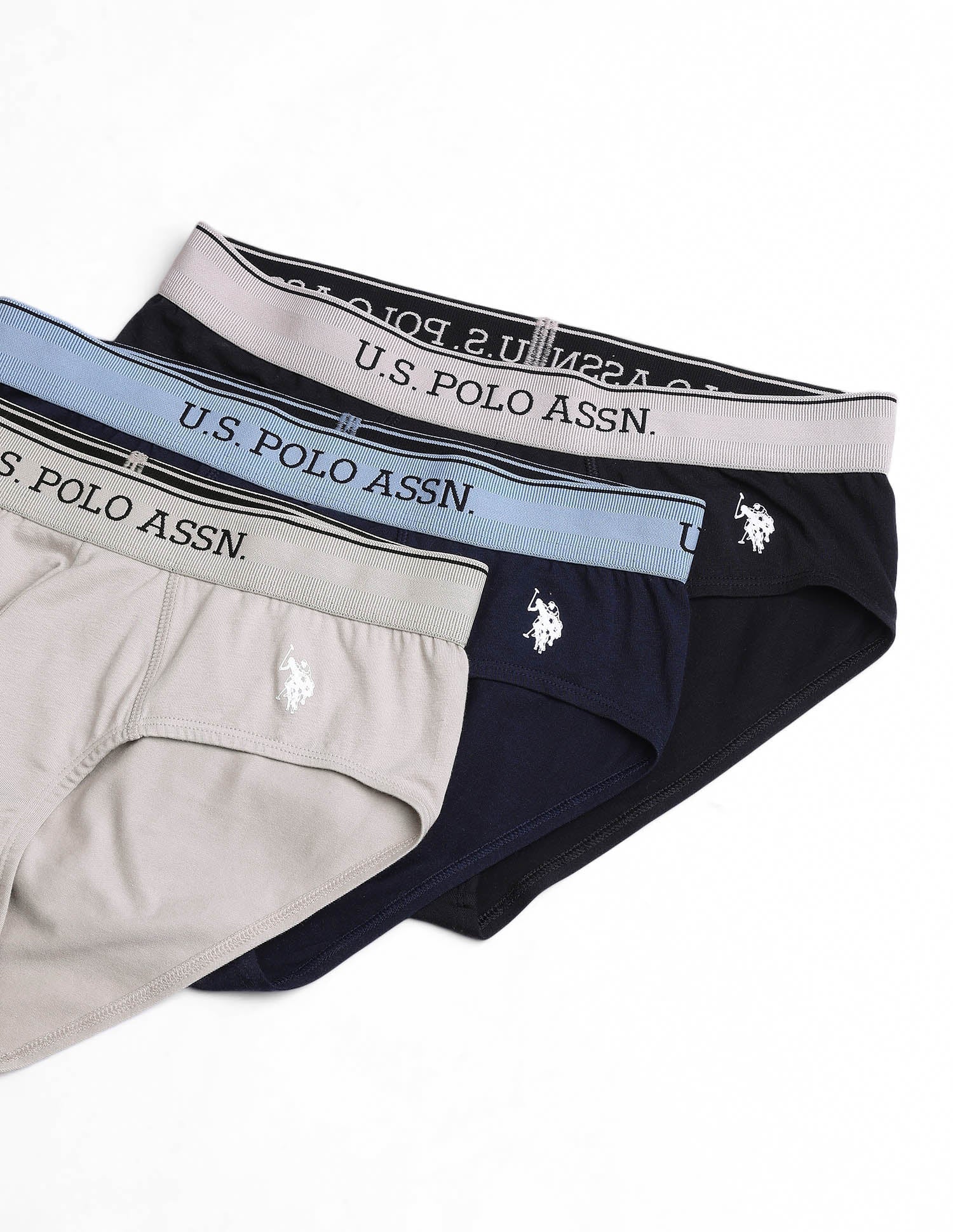 Solid Low Rise OEB15 Briefs - Pack Of 3 Black, Oatmeal and Navy - U.S. POLO ASSN. | Large