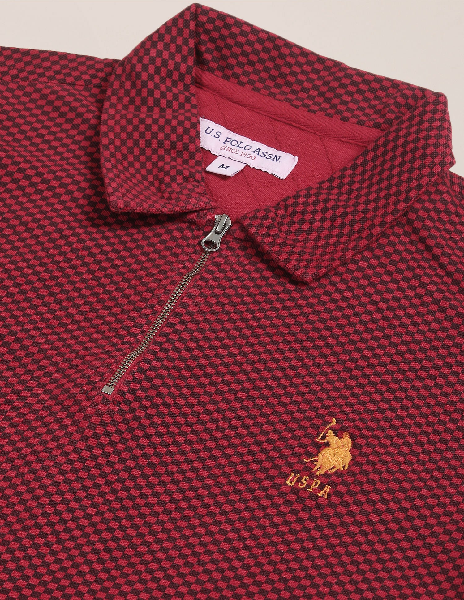 Pique Printed Polo Shirt Dark Red - U.S. Polo Assn. India | Large