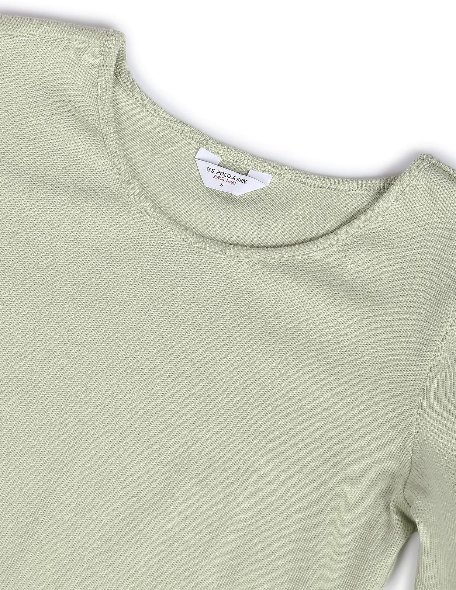 Puff Sleeve Round Neck Top Light Green - U.S. Polo Assn. India | Large