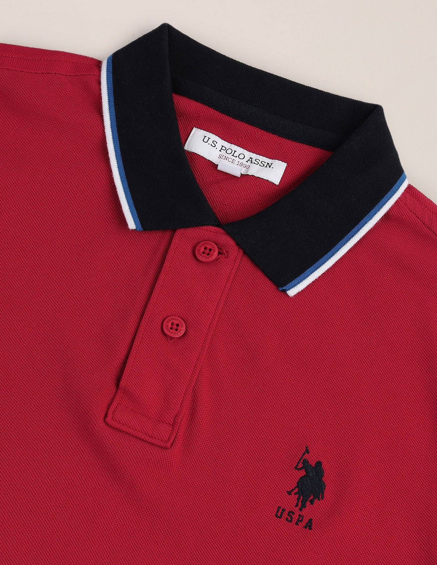 Solid Pure Cotton Polo Shirt Red - U.S. POLO ASSN. | Large