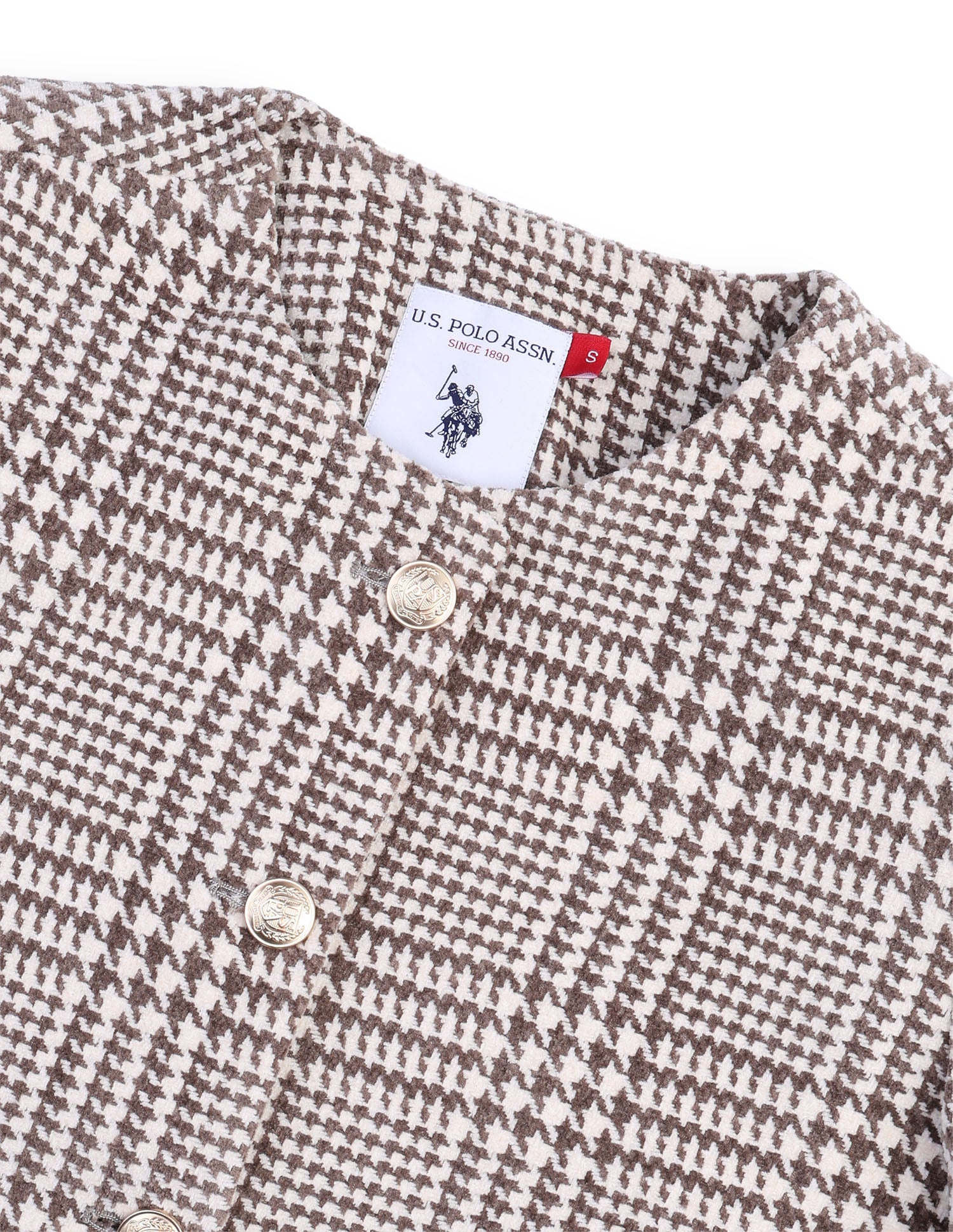 Houndstooth Regular Fit Jacket Brown - U.S. Polo Assn. India | Large