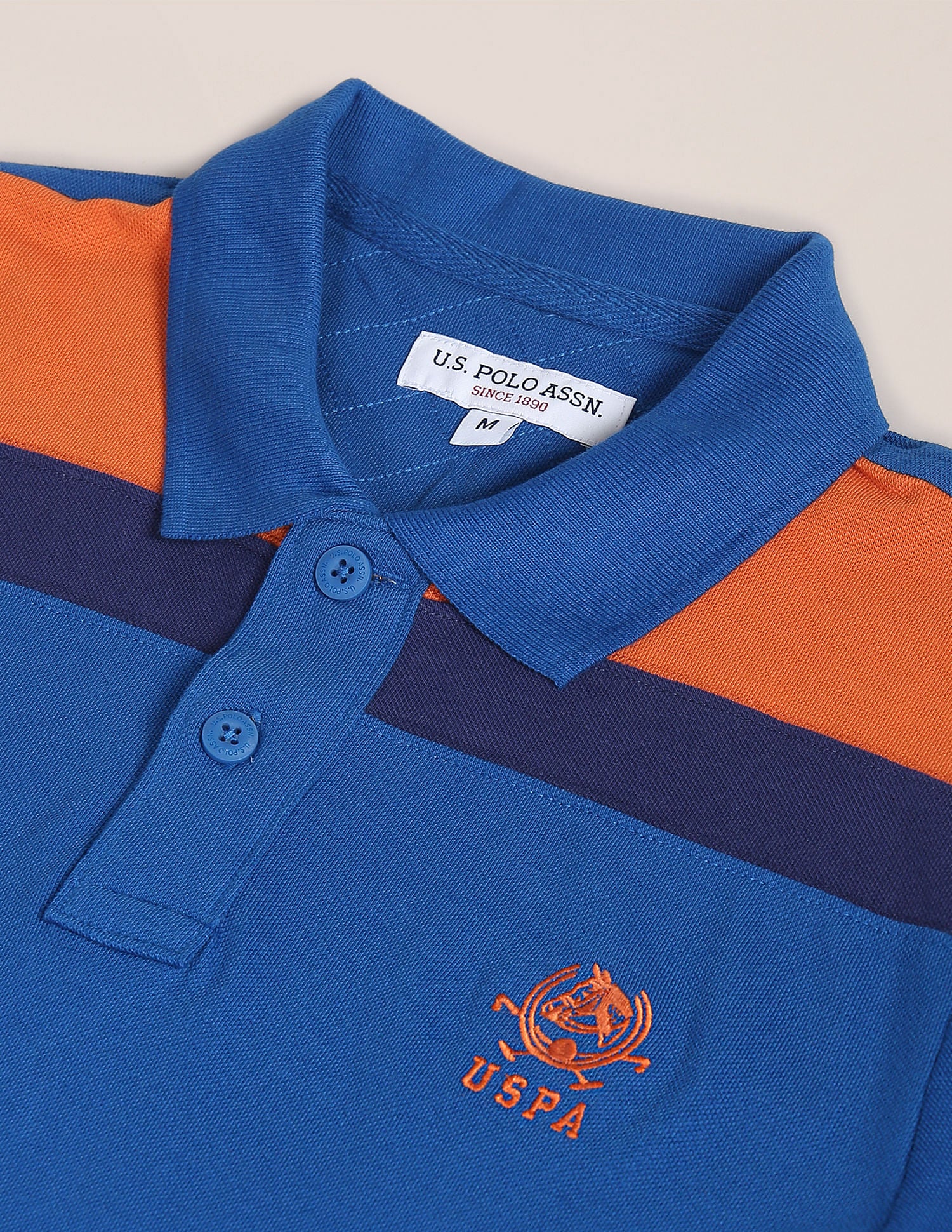 Panelled Colour Block Polo Shirt Dark Blue - U.S. Polo Assn. India | Large