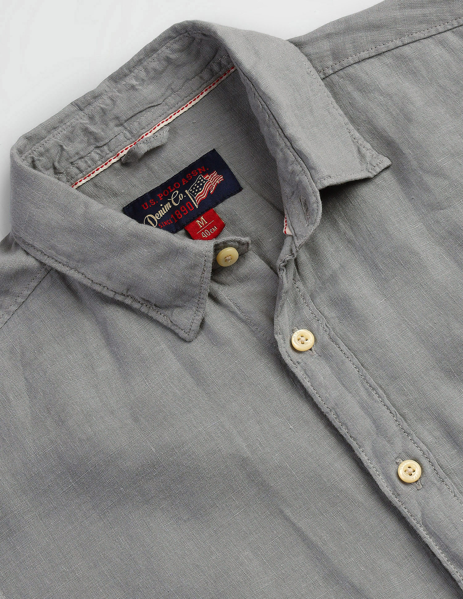 Slim Fit Solid Shirt Light Grey - U.S. Polo Assn. India | Large