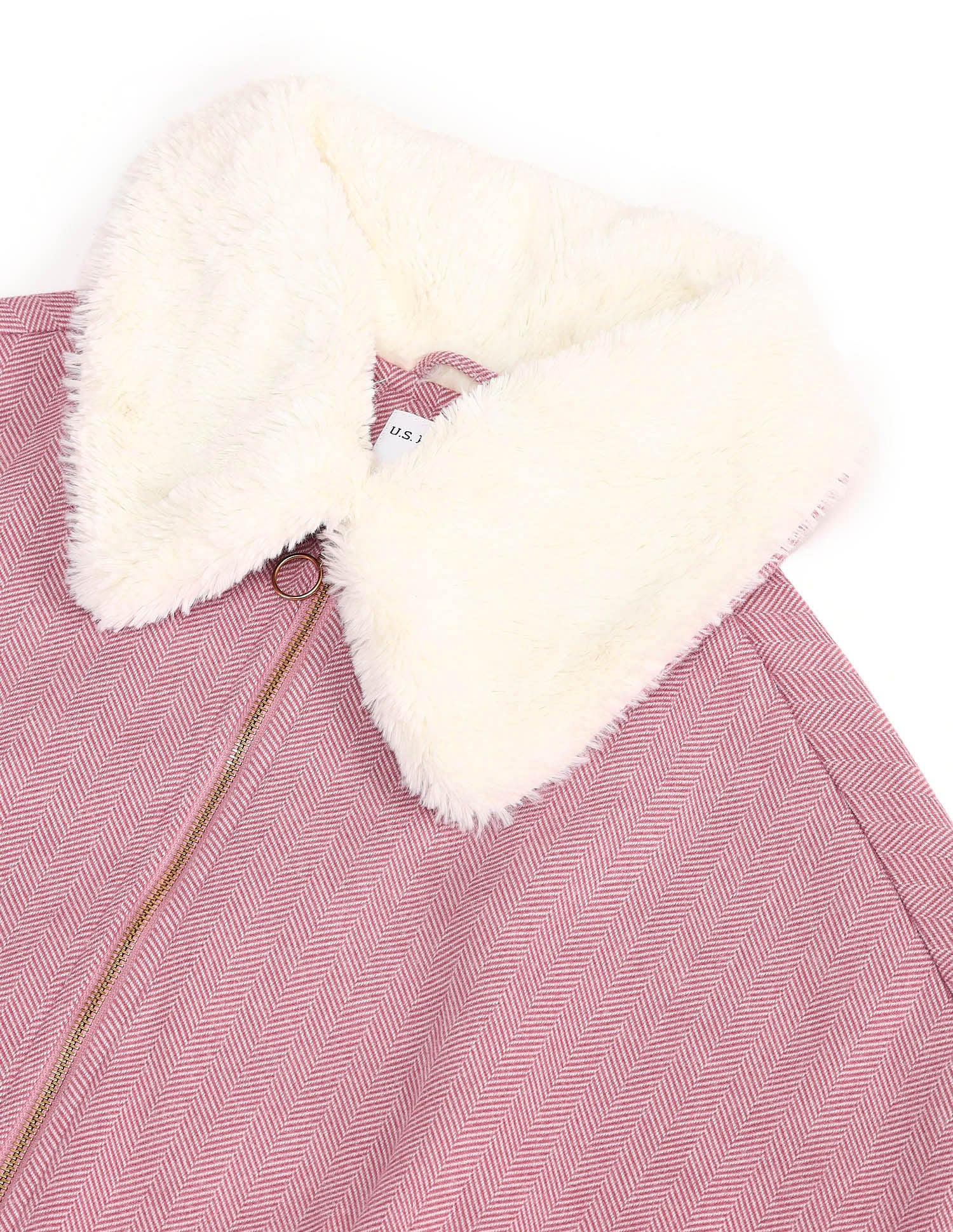 Fur Collar Relaxed Fit Jacket Muted Pink - U.S. POLO ASSN. | Large