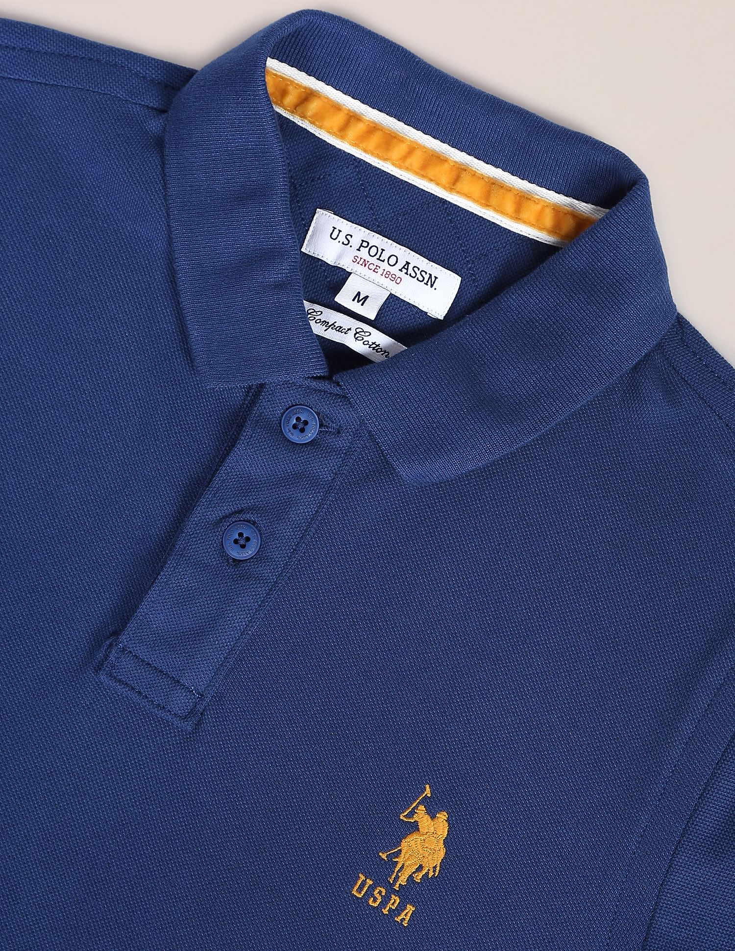 Solid Pique Knit Polo Shirt Dark Blue - U.S. POLO ASSN. | Large