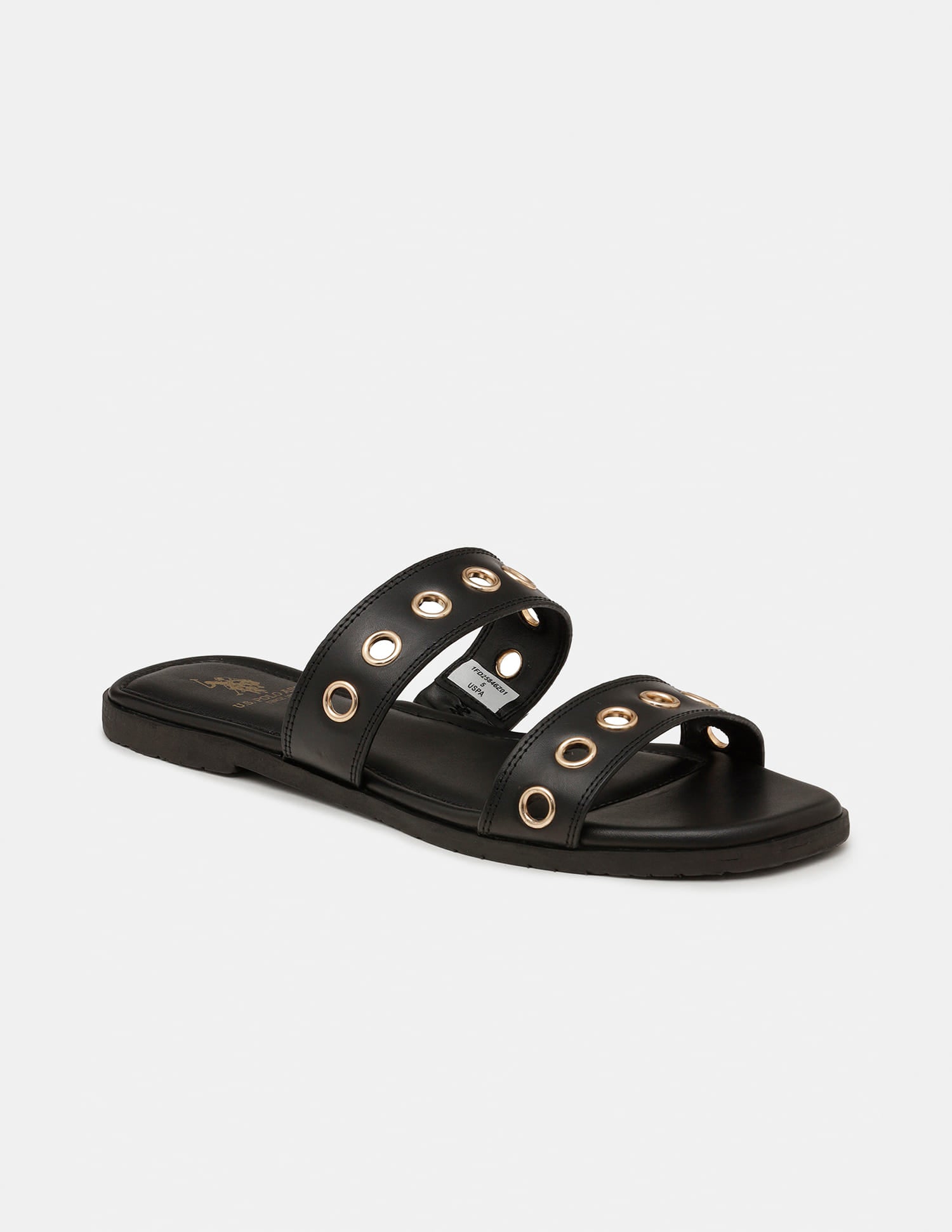 Women Naye Open Toe Eyelet Sandals Black - U.S. Polo Assn. India | Large