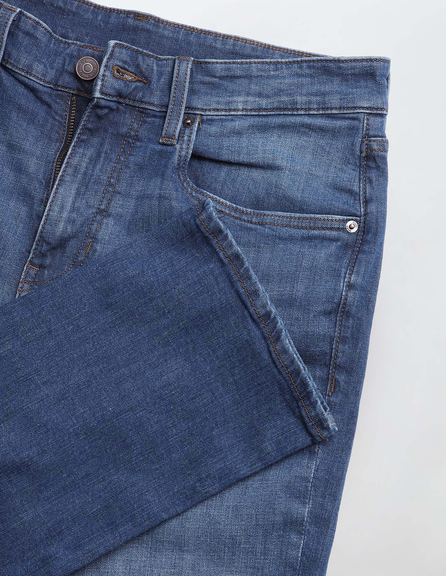 Harold Slim Straight Fit Blue Jeans Mid Blue - U.S. Polo Assn. India | Large