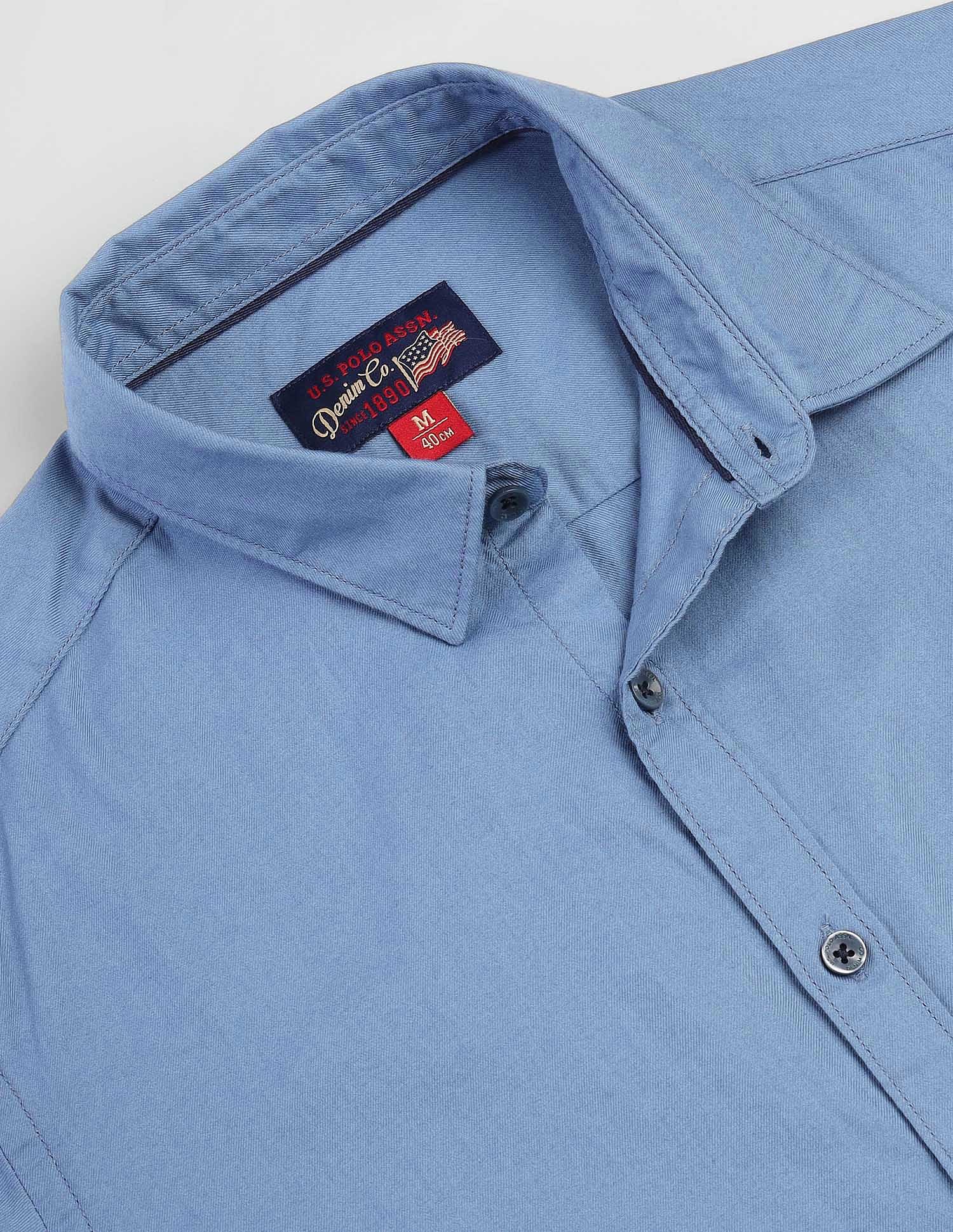Cotton Twill Slim Shirt Blue - U.S. Polo Assn. India | Large