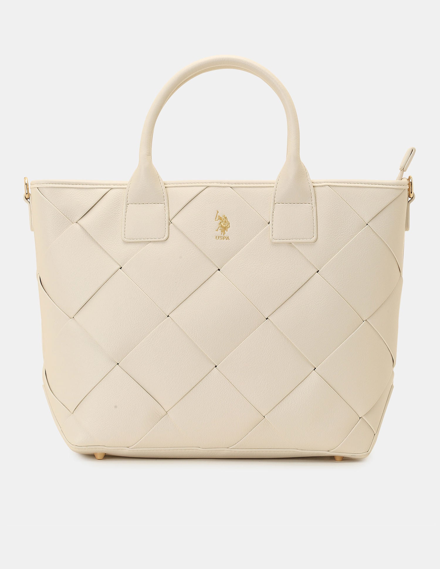 Women Bayla Textured Tote Bag with Detachable Sling Off White - U.S. POLO ASSN. | Large