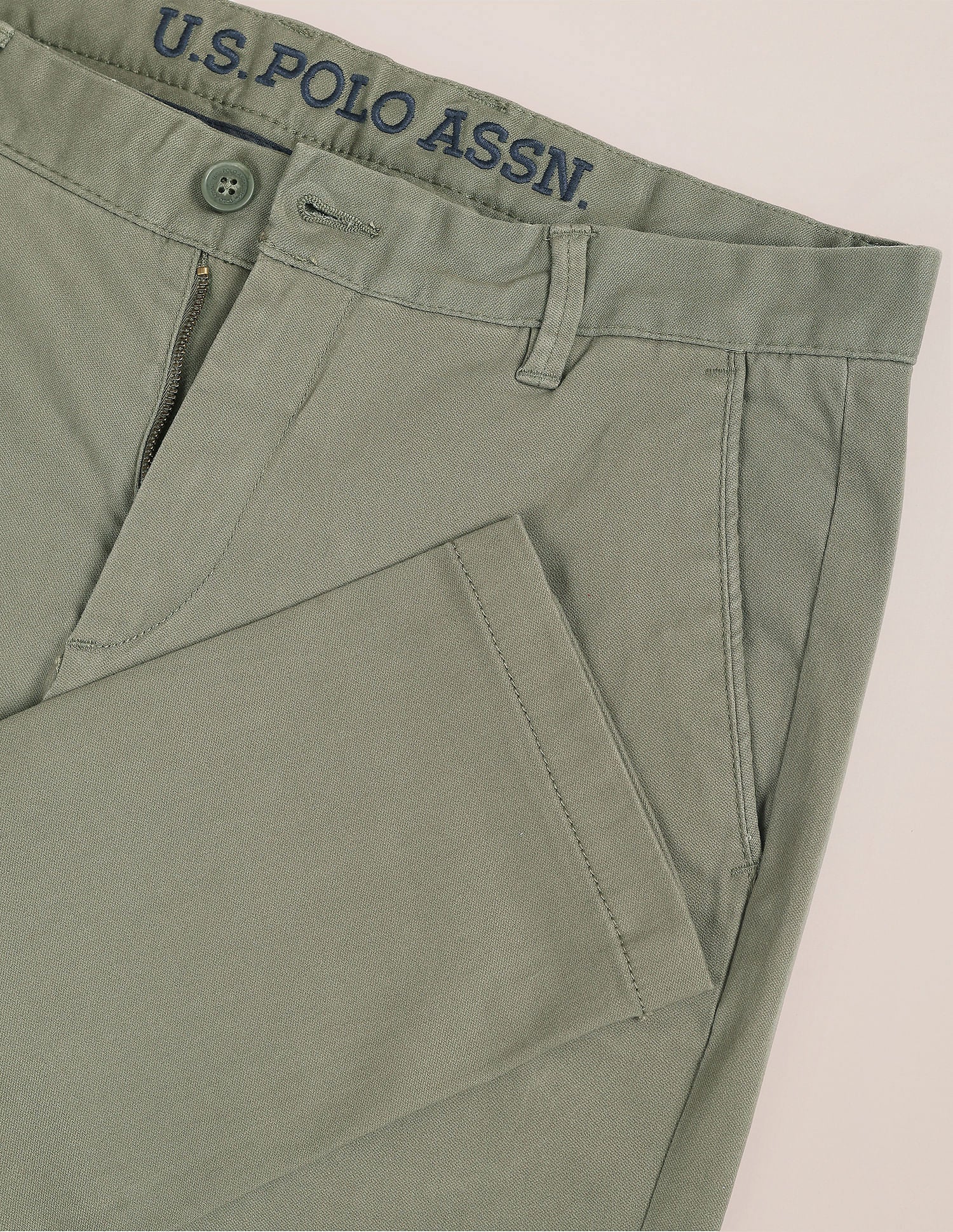 Austin Trim Regular Fit Structured Chinos Olive - U.S. Polo Assn. India | Large