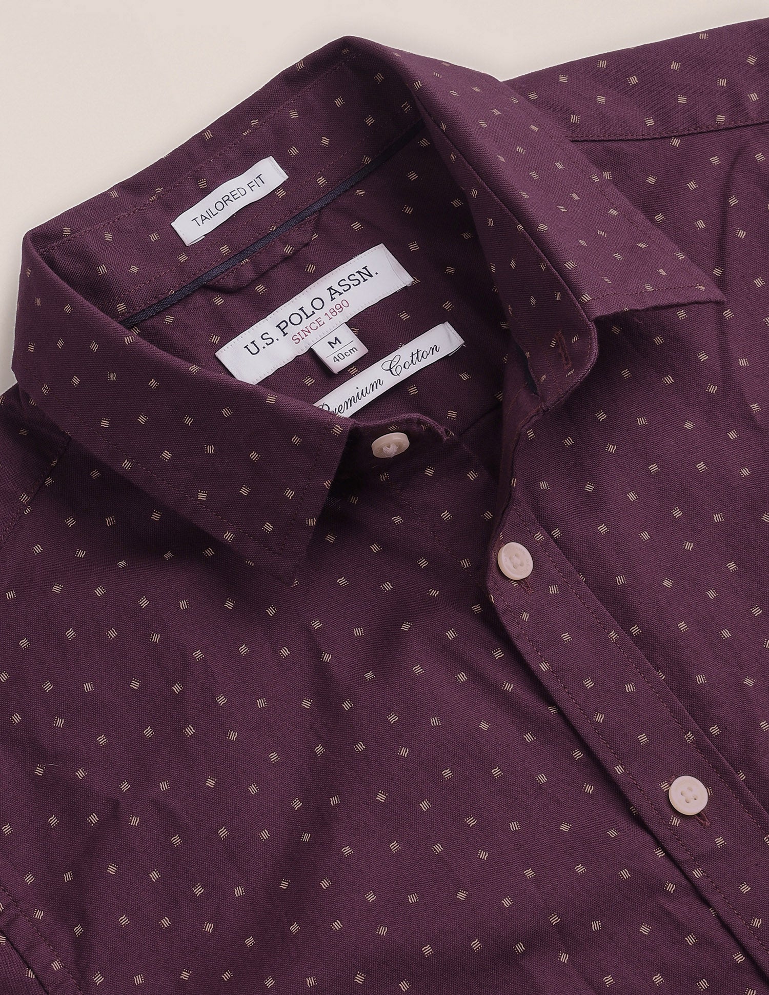 Geometric Print Dobby Shirt Wine - U.S. Polo Assn. India | Large