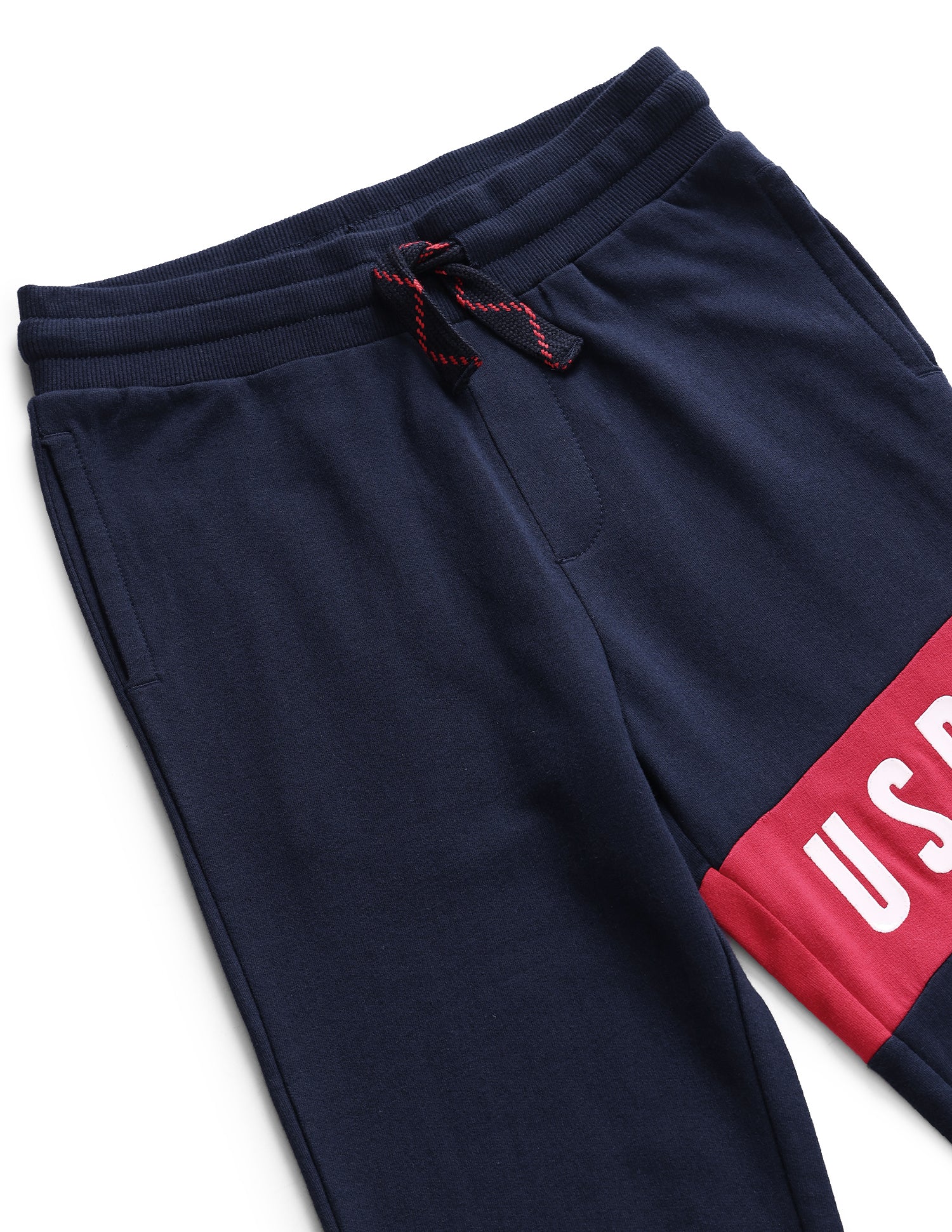 Boys Blue Mid Rise Solid Track Pants Navy Blue - U.S. POLO ASSN. | Large