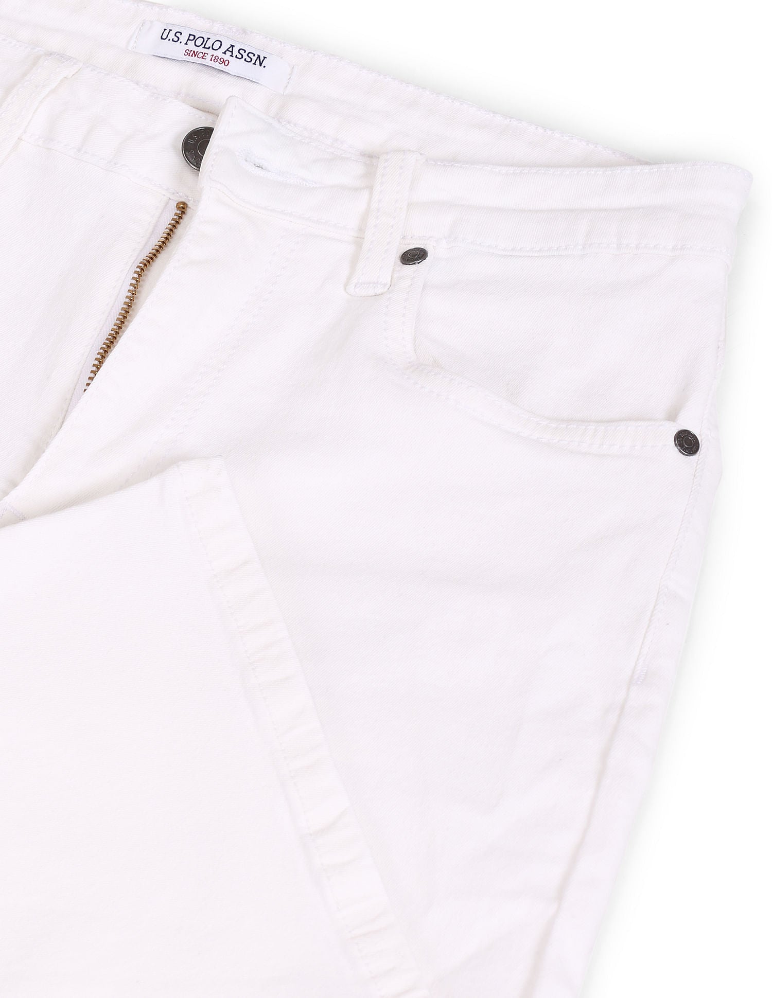 High Rise Twill Wide Leg Jeans White - U.S. POLO ASSN. | Large