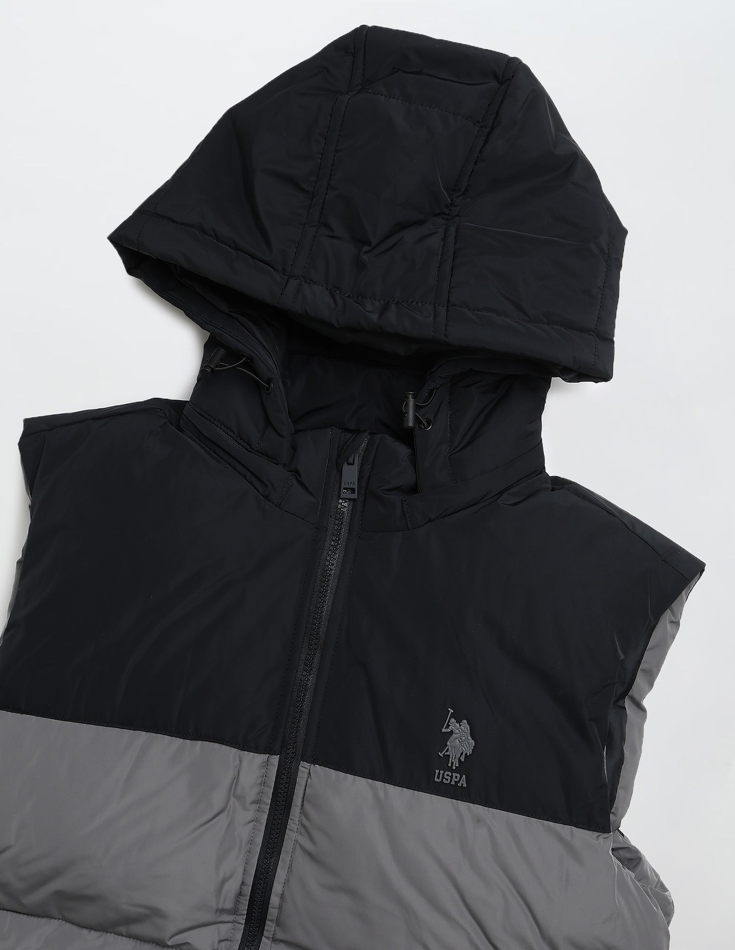 Detachable Hood Colour Blocked Jacket Black - U.S. POLO ASSN. | Large