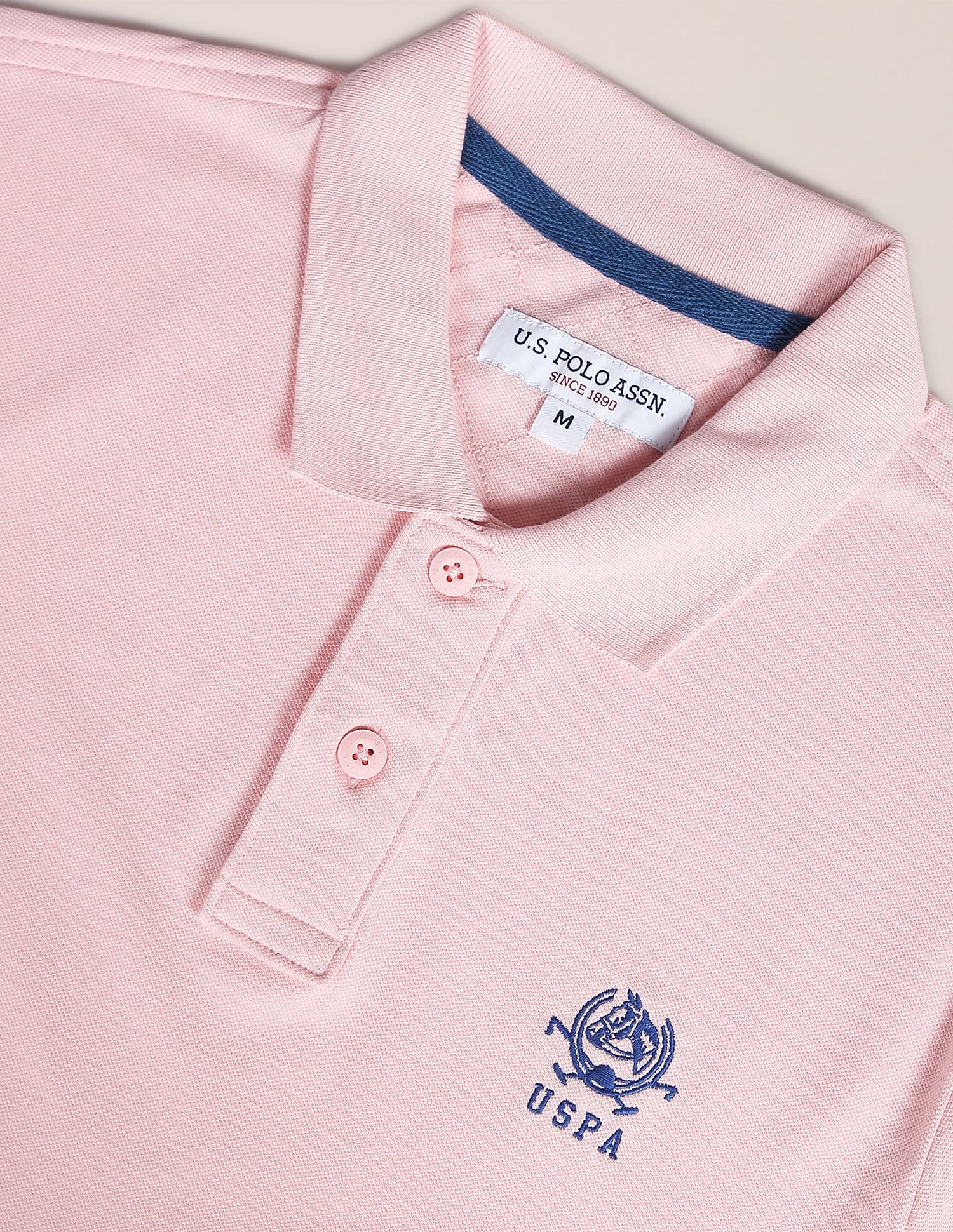 Solid Pure Cotton Polo Shirt Light Pink - U.S. POLO ASSN. | Large