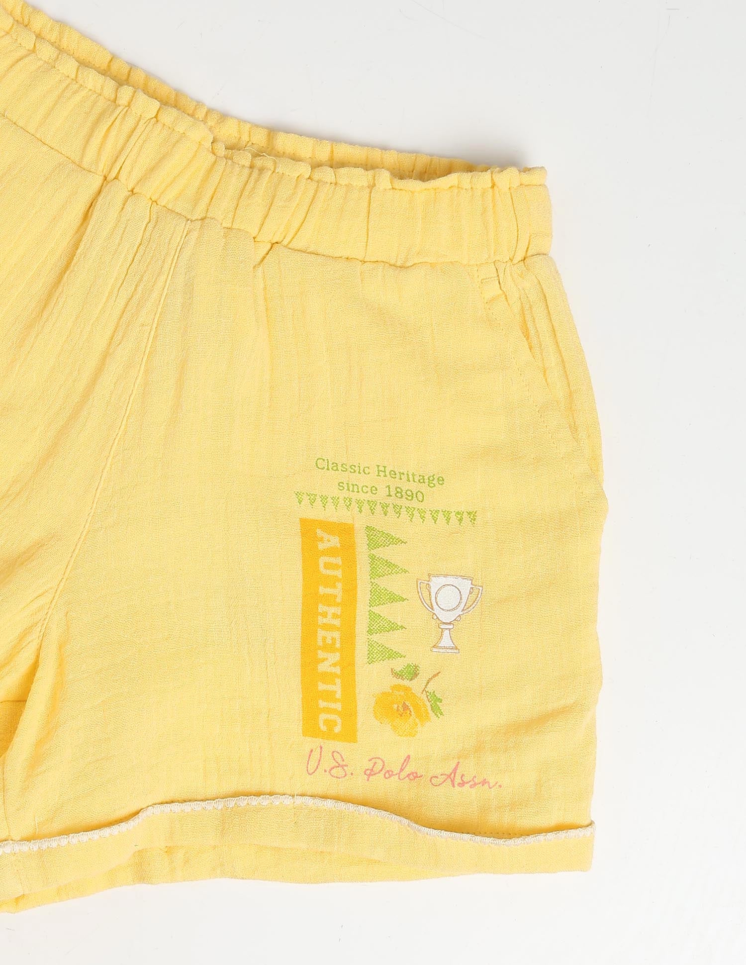 Mid Rise Comfort Fit Shorts Yellow - U.S. Polo Assn. India | Large